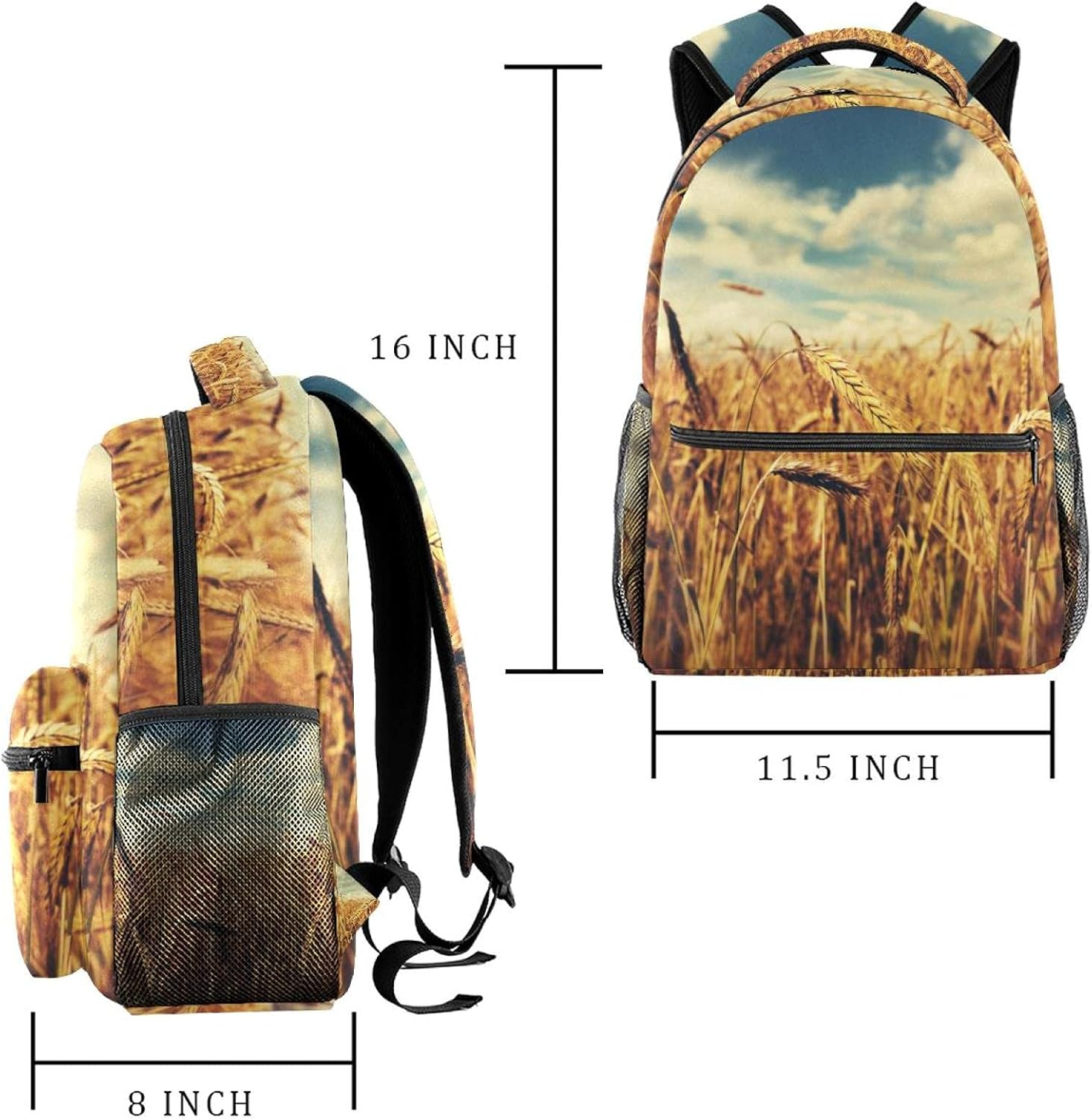 Sunny Wheat Field Backpack Students Shoulder Bags Travel Bag College School Tote Backpacks image number 1