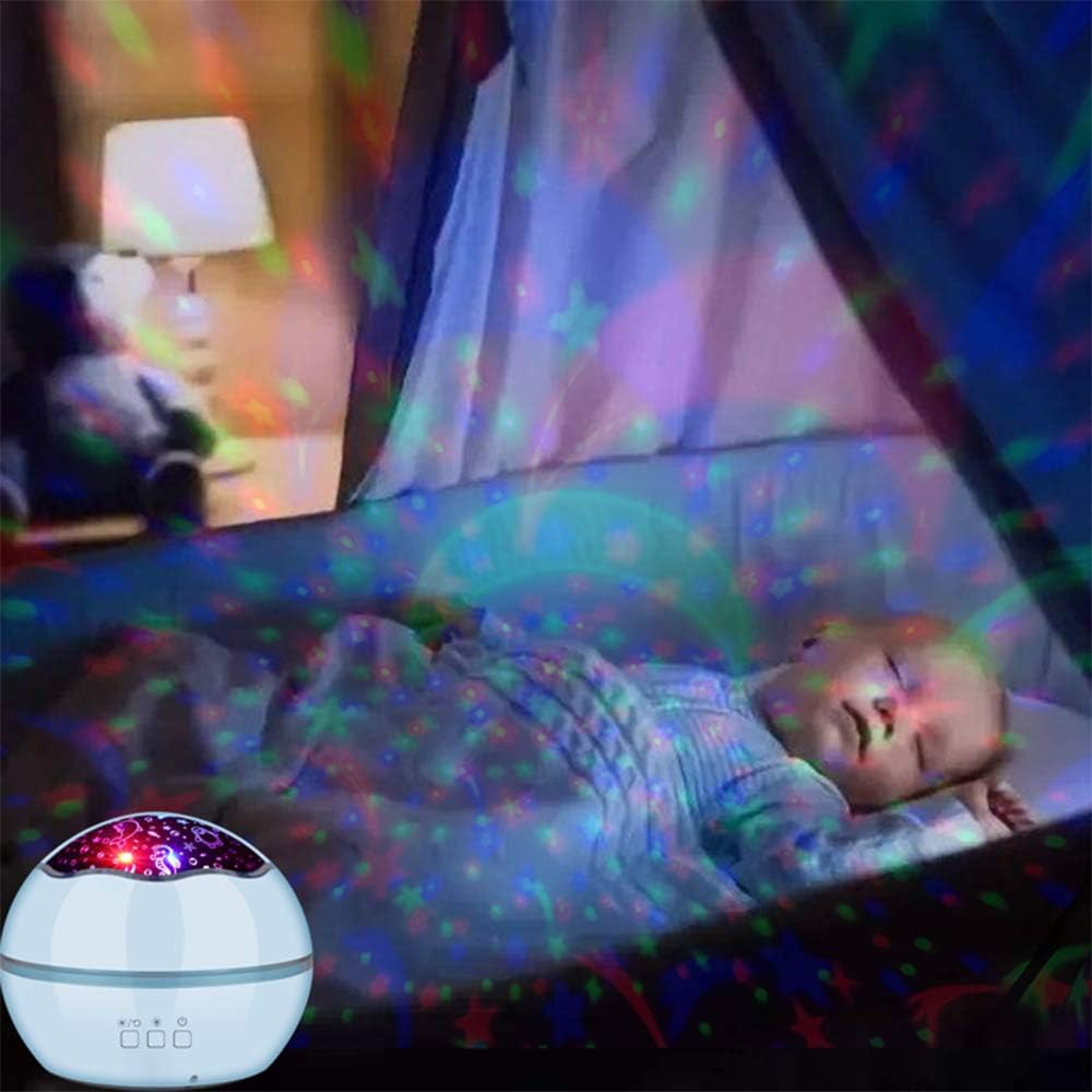 360&deg; Rotating Night Light Star Projector for Kids Room, 2 in 1 Starry Sky and Sea World, Multi Colors Baby Bedroom Ceiling Wall Decor, Best Gift Boys Girls Birthday Festival (Blue) image number 3