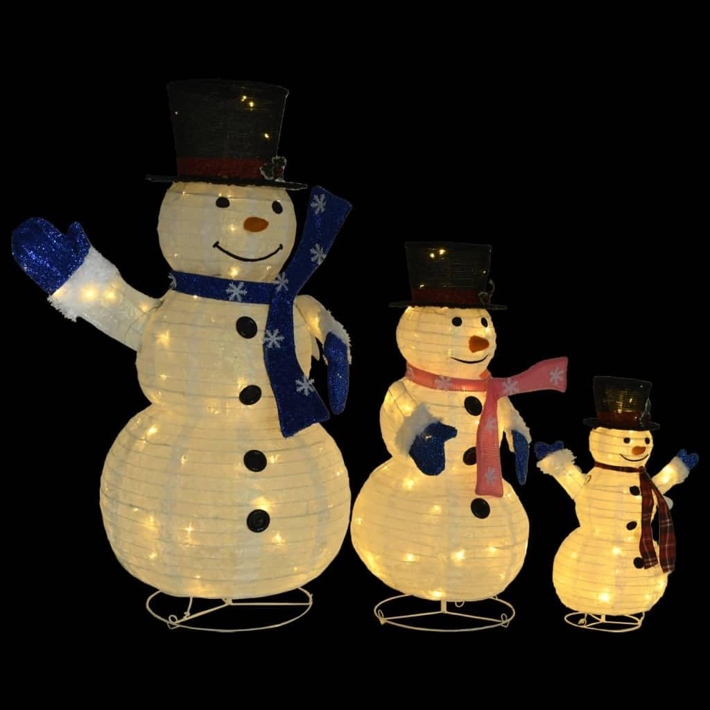 Decorative Christmas Snowman Family Figures with LED Luxury Fabric image number 5