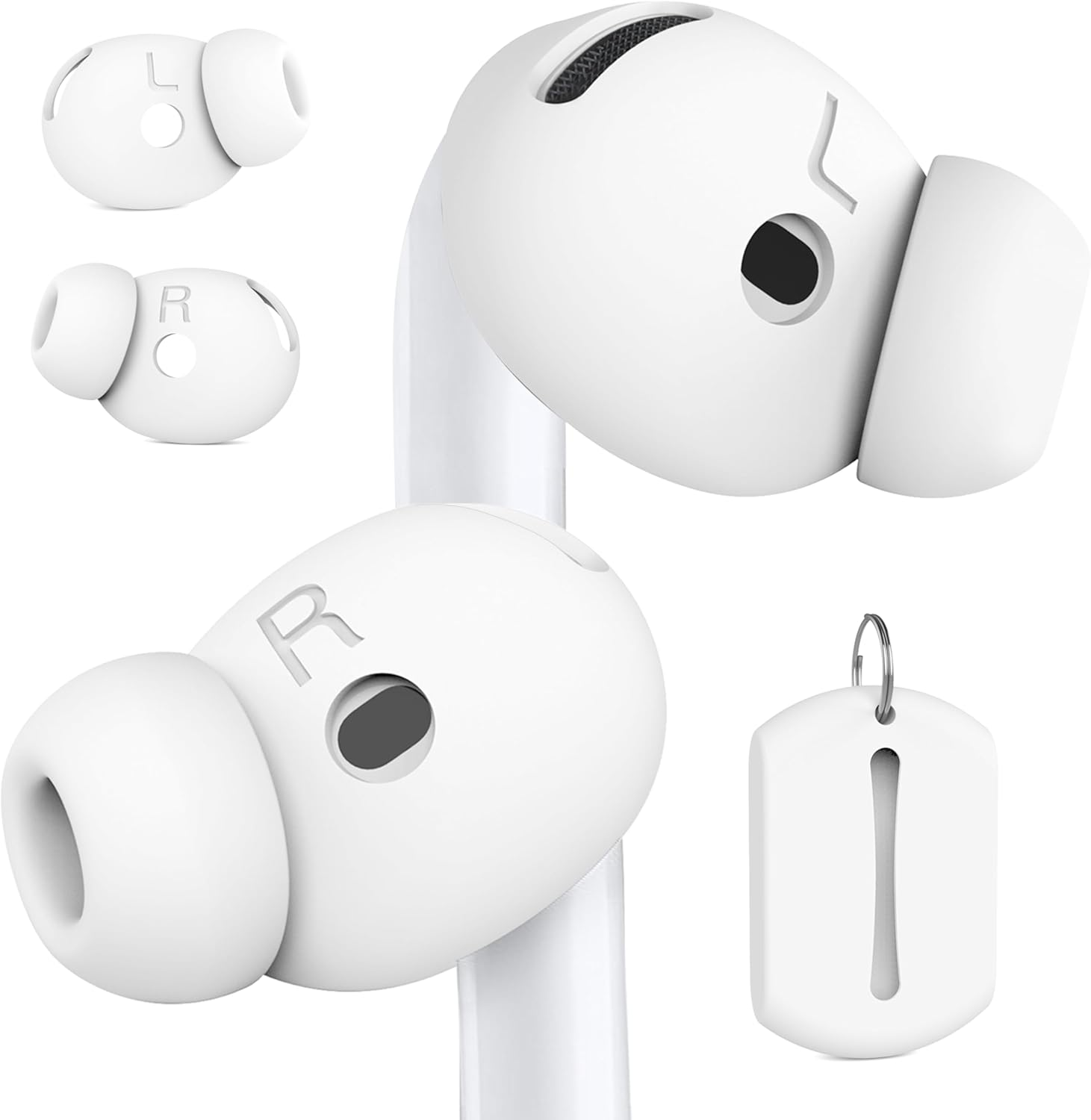 Damonlight 2 Pairs Ear Tips for Airpods 4 Grip Silicone Earbuds Cover [Added Storage Pouch][Us Patent Registered] Compatible with Apple Airpods 4Th Generation (White) image number 3