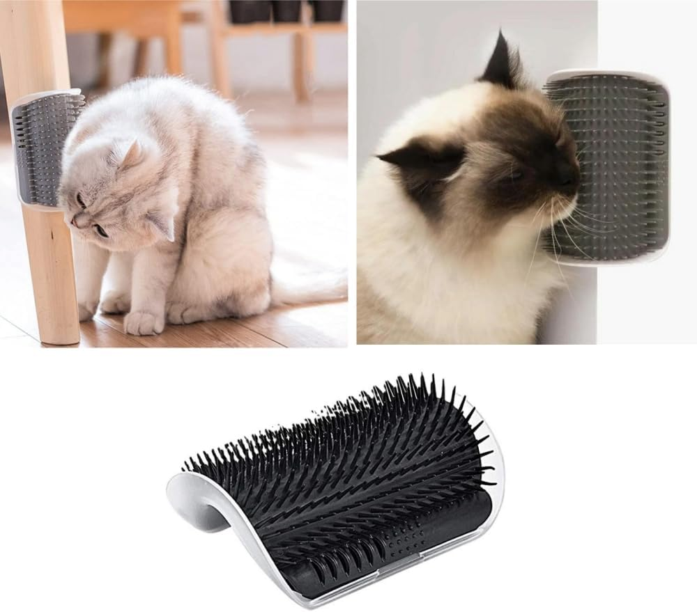Changyeah Pack of 4 Soft Cat Brush, Massage Corner Cat Pet, Wall Corner Cat Brush, Cat Toy with Catnip, Massage Corner for Cats, for Massaging Fur Removal (Black) image number 4
