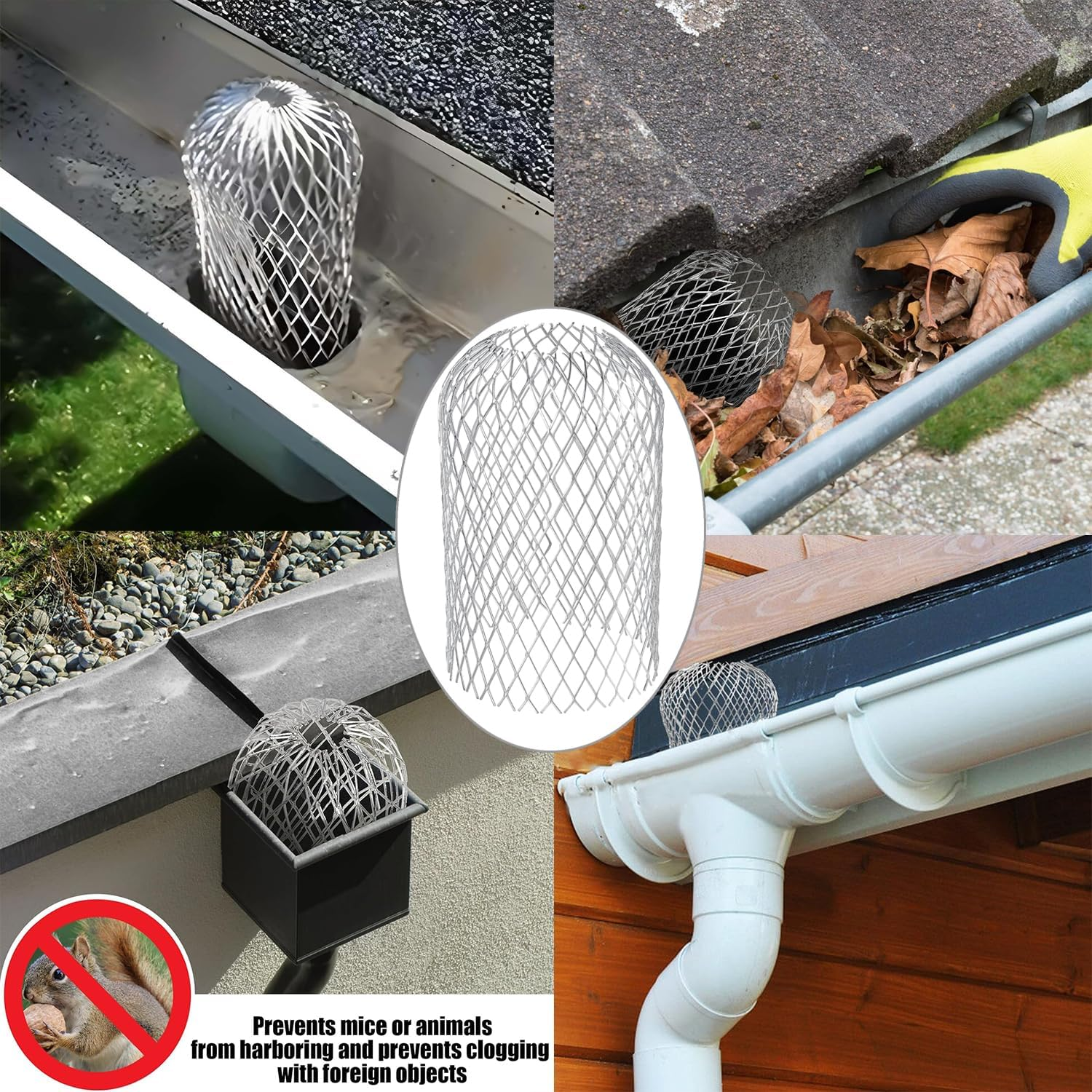 Yharnamite 4 Pcs Gutter Guard, Downspouts Gutter Guards, Aluminum Gutter Guard Filter Strainer, Expandable Leaf Filter Strainer Gutter for Preventing Leaves Debris Blockag (B) - A image number 5