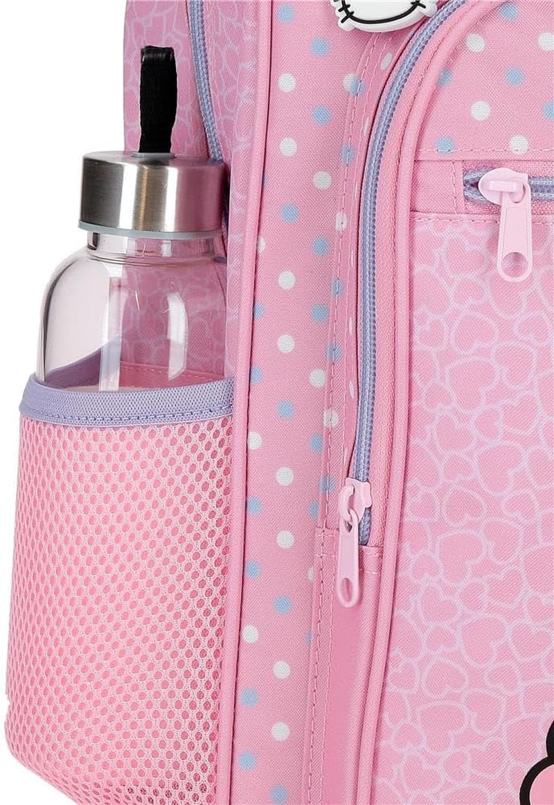 Hello Kitty Hearts & Dots, Schulrucksack, Rosa Kinderrucksack, Aus Polyester, Hauptfach Mit Innentasche, Breite, Ergonomische Und Gepolsterte Tr&auml;ger. image number 4
