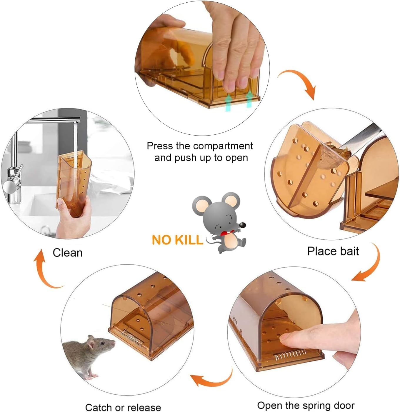 Humane Mouse Trap 2 Pack, Live Mice Trap, Reusable Indoor and outside Mouse Traps, Kids/Pets Safe, Easy to Set image number 1