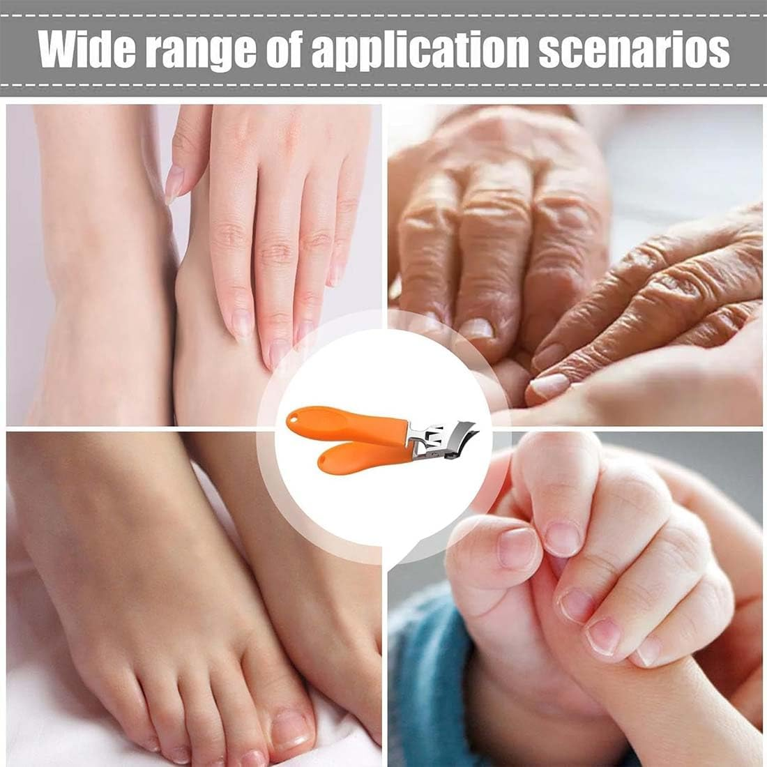Wide Jaw Opening Anti-Splash Slanted Nail Clipper,Curved Toenail Clippers Men,Slanted Edge Nail Clippers for Women,Slanted Curved Nail Clippers for All Thick Nails (Orange) - Orange image number 3