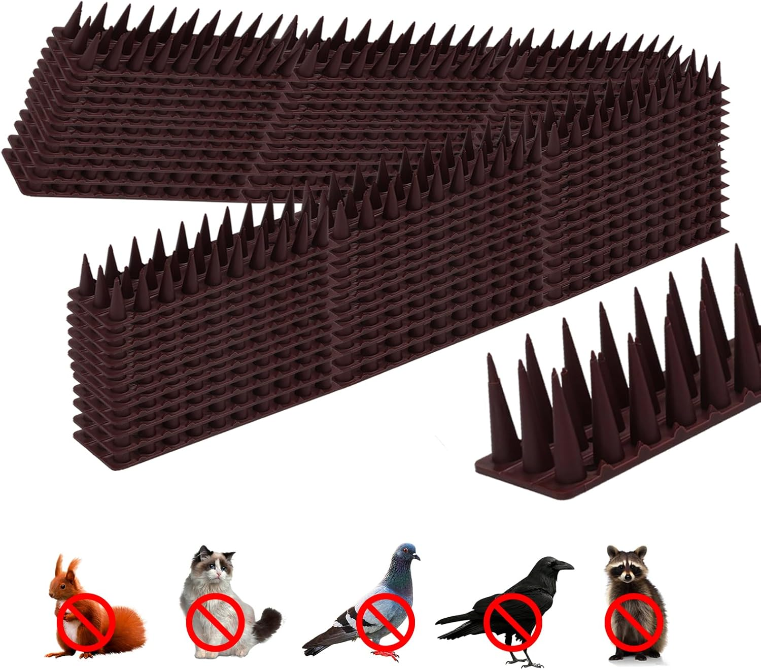 24 Pack Bird Spikes, Outdoor Bird Deterrent Fence Spikes Pigeon Spikes Used to Prevent Birds or Animals from Approaching for Garden Fence Wall Railing Roof (Brown)