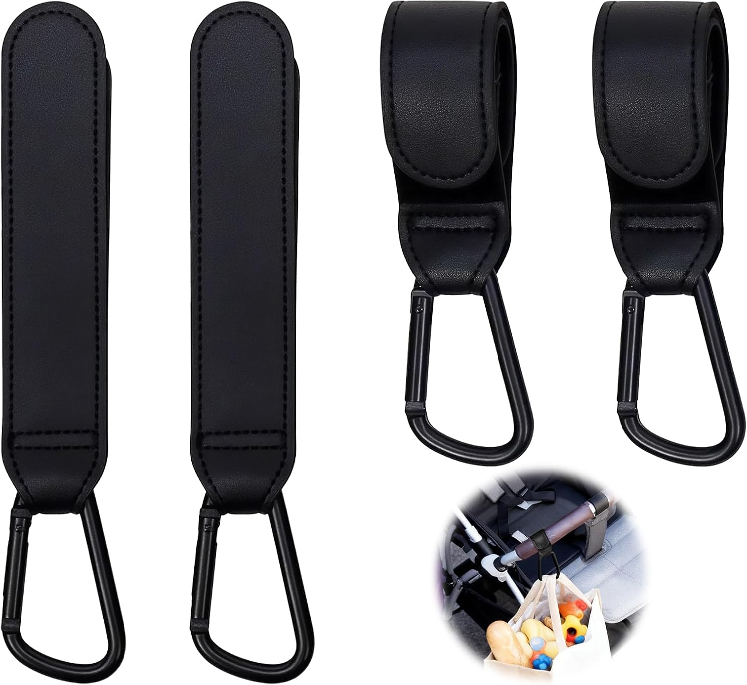 Teccfly 4 Pack Stroller Hooks, Heavy-Duty Baby Stroller Hooks Clips for Bags - Universal Pram Clips Fit Baby Stroller & Baby Pram, Essential Pram Accessories for Prams & Strollers​ image number 1