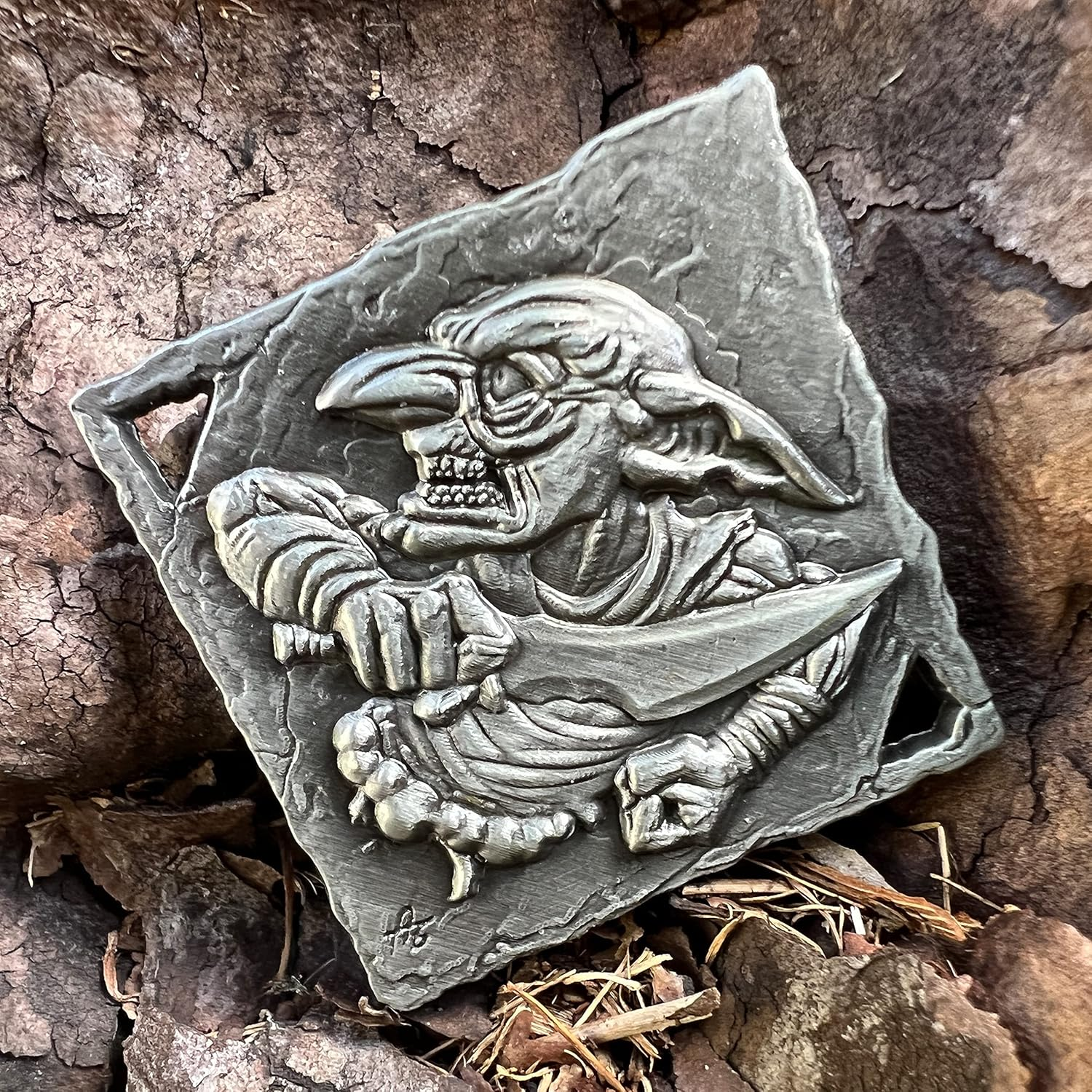 Cryptic Creative Silver Goblin Decision Coin D2 Heads-Tails - Yes-No RPG LARP image number 4