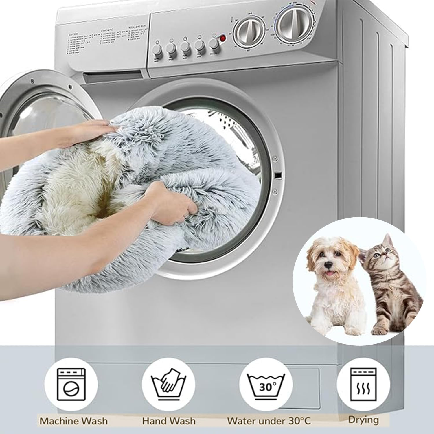 Roczential Small Dog Cave with Cover, Anti-Anxiety Calming Plush Dog Cave Bed, Cat Bed with Cover with Non-Slip Bottom for Puppies and Kittens (50Cm) image number 1