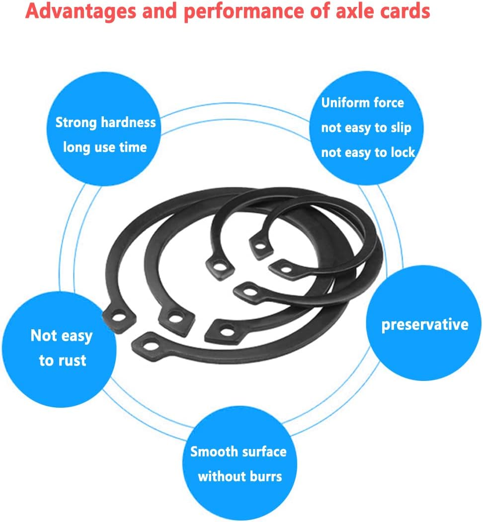 510Pcs Circlips Assorted,Metal C-Clip Assortment Set 19 Types Retaining E Clips(&Phi;3/4/5/6/7/8/9/10/12/14/16/18/20/22/24/26/28/30/32Mm) for Internal External Shaft Fastener image number 3