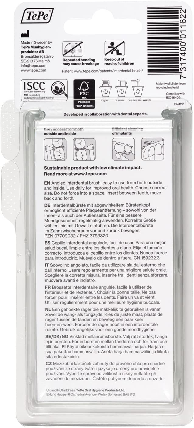 Tepe Interdental Brush Angle, Green, 0.8Mm/Iso 5, 6Pcs, Plaque Remover, Easy and Efficient Cleaning between Teeth, Tooth Floss for Small Gaps image number 3