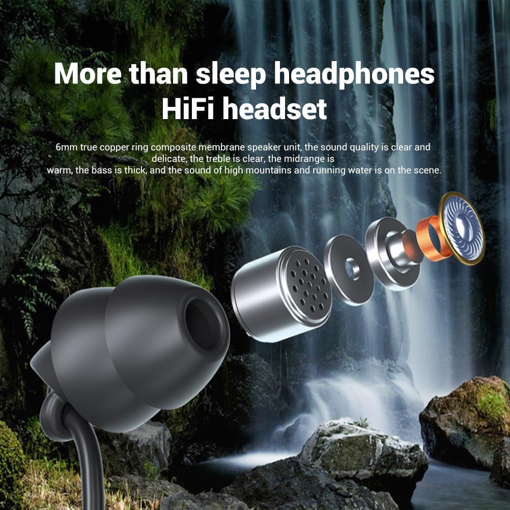 Generic Skin-Friendly Silicone in Ear Earphones Stereo Sleeping Earbuds Noise Cancelling Wired Headset for MP3 Phones, Hifi Sound Quality for Relaxation (Black) image number 6