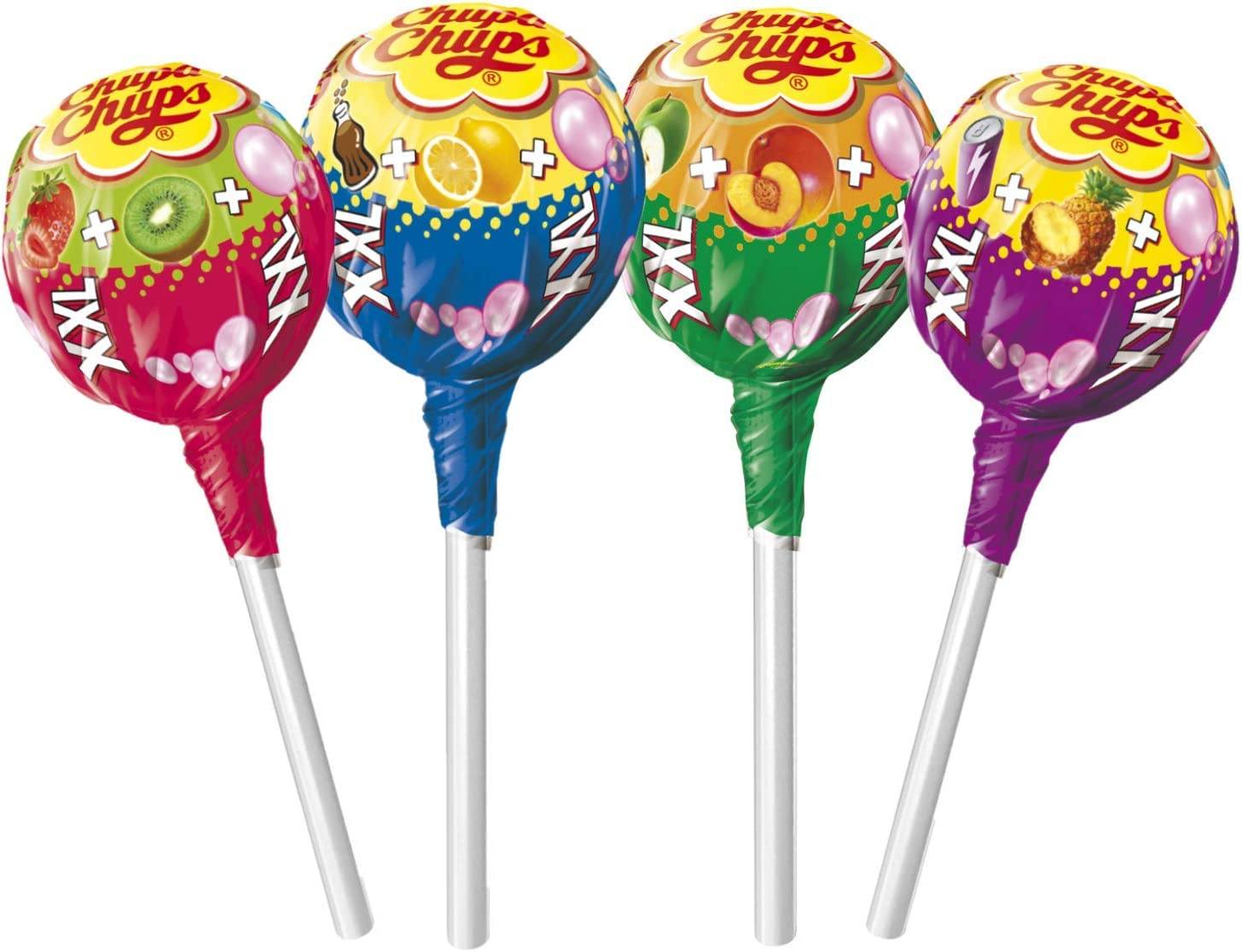 Chupa Chups XXL Trio, 20 Lollipops, Perfect for Sharing, Parties and Christmas, 20 X 29 G, Strawberry, Apple, Cola, Tutti Fruitti