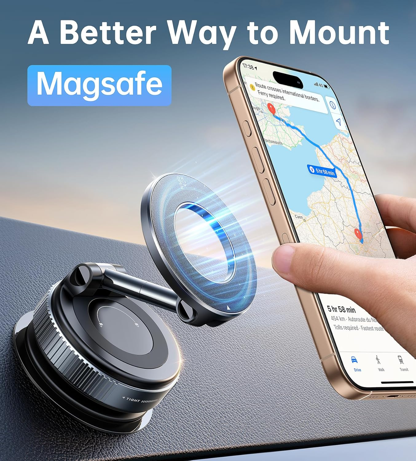 Car Phone Holder Mount for Magsafe Car Mount【Powerful Suction】 Magnetic Phone Holder for Car, 360&deg; Adjustable Suction Cup Phone Mount Cell Phone Holders for Your Car for Iphone 17 16 15 14 13 12
