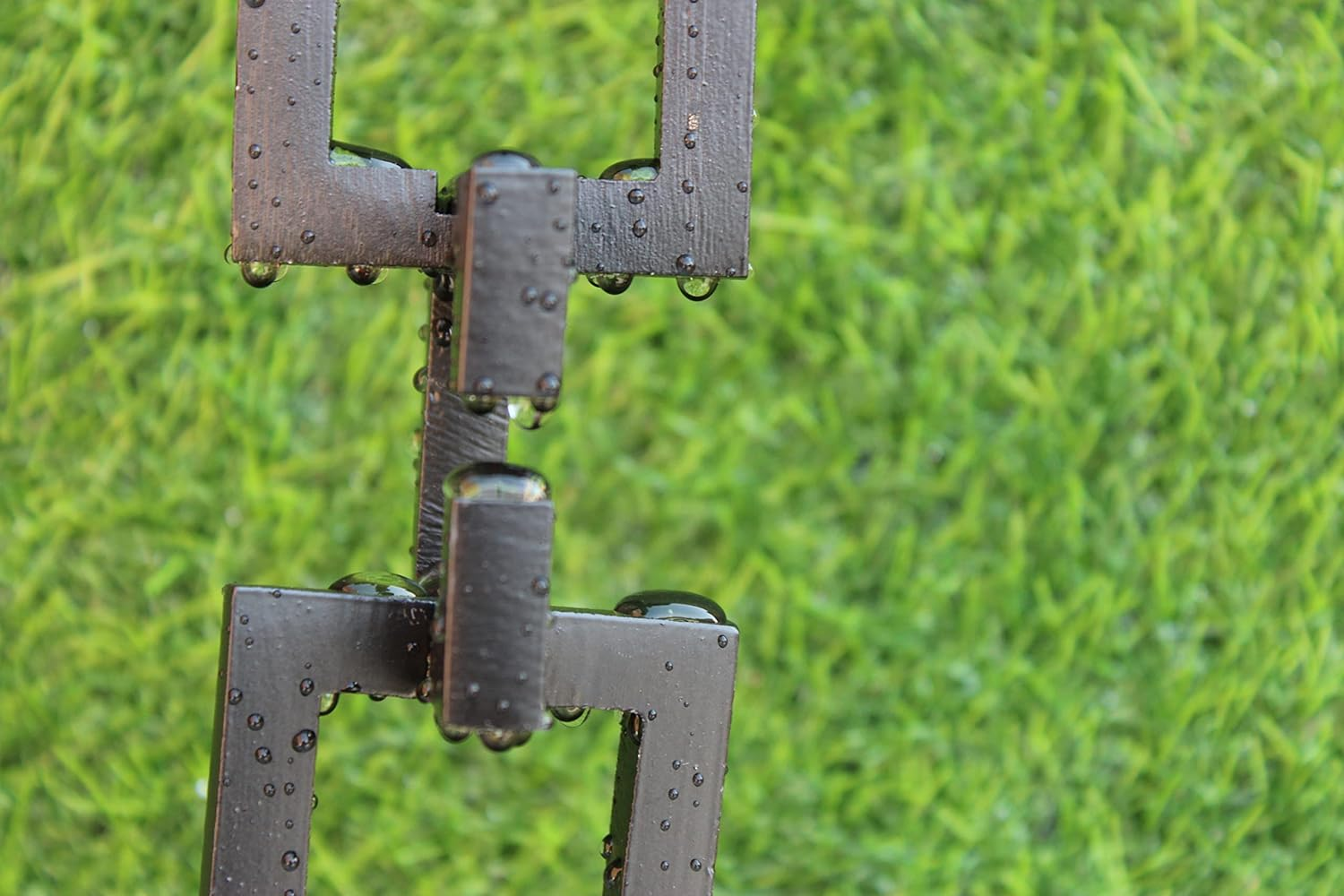 KAM Home Aluminium Artware Rectangle with Square Rain Chain with Installation Kit (Black, 12) - Black, 12.0 Feet image number 5