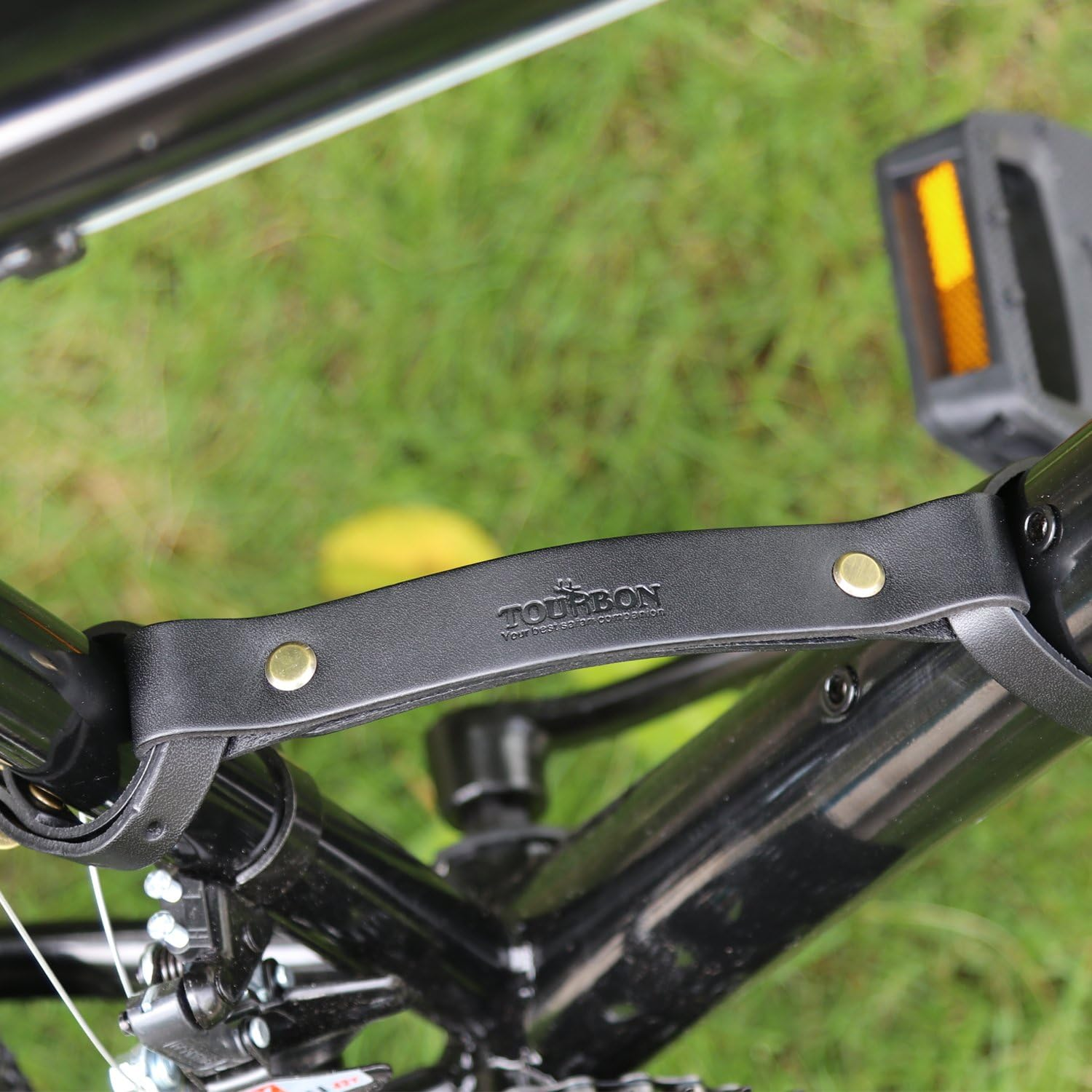 TOURBON Vintage Leather Bike Pack Accessories Bicycle Lift Frame Handle Lifter image number 6