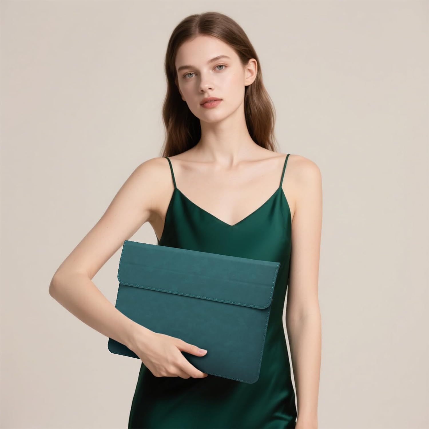 HYZUO 13.3-14 Inch Laptop Sleeve Case with Stand Feature for Macbook Pro 14 M5/M4/M3/M2/M1 2026-2021, Macbook Pro/Air 13.3, 13.5" 13.8" Surface Laptop, HP Spectre X360 13/14, Dark Green image number 2