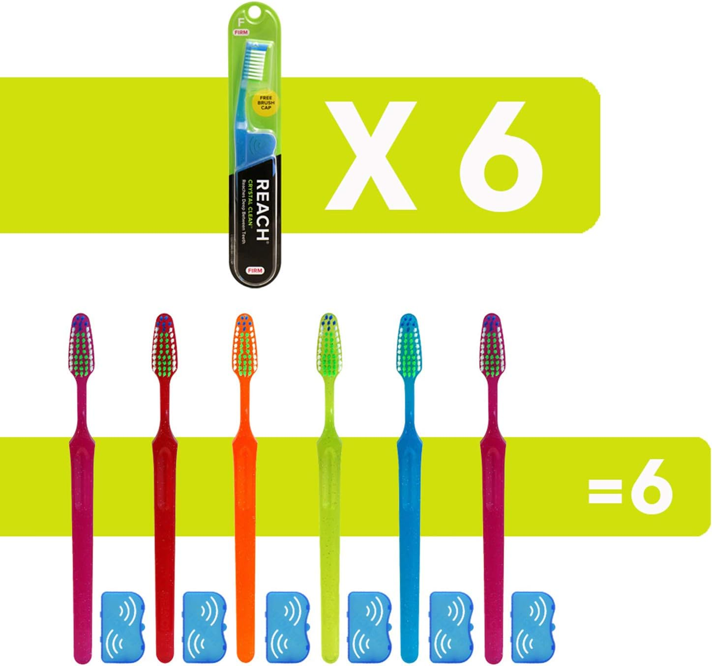 Reach Crystal Clean Toothbrush, Firm Bristles, 1 Count, Pack of 6 image number 4