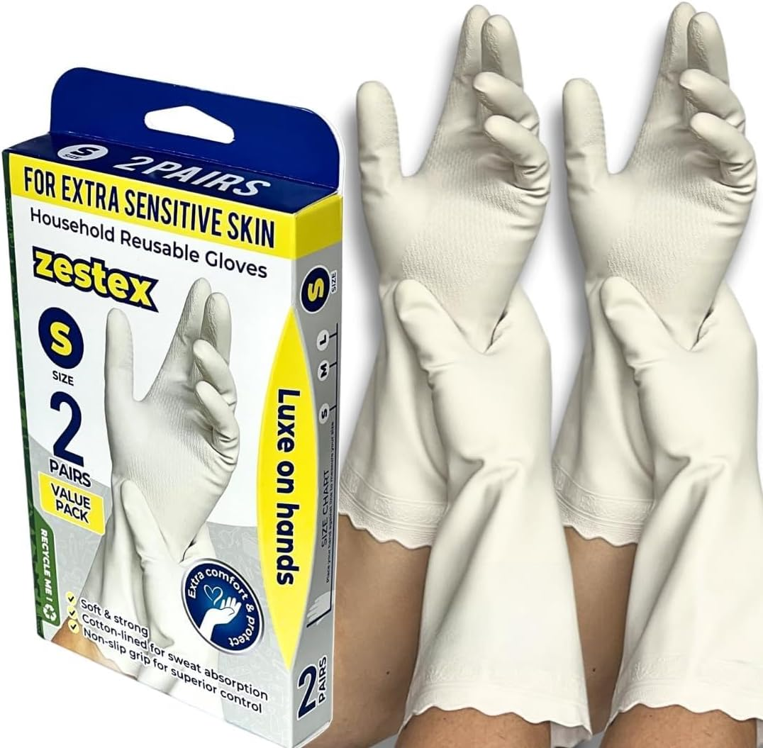 Zestex Luxe on Hands Dishwashing Gloves &ndash; 2 Pairs Reusable Kitchen Cleaning Gloves with Soft Cotton Lining, Non-Slip, Durable, and Extra Comfortable for Sensitive Skin image number 5