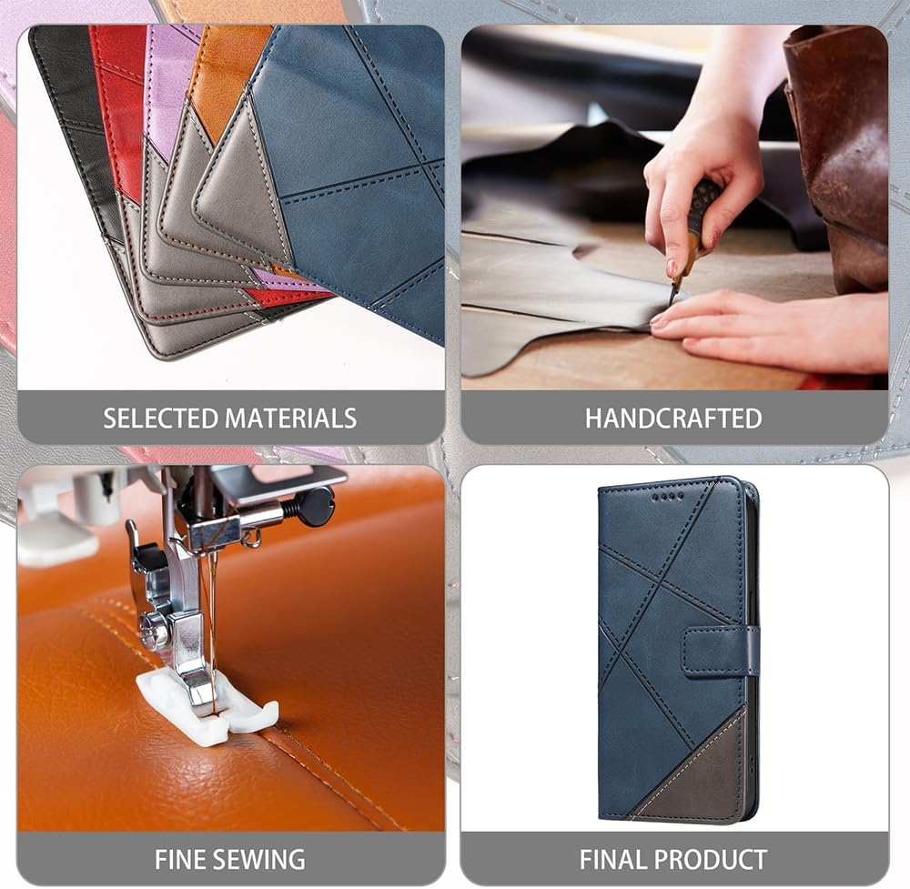 XINNI Phone Case for Samsung Galaxy A31, PU/TPU Flip Leather Shockproof Cover Magnetic Book Style Wallet, Blue image number 7