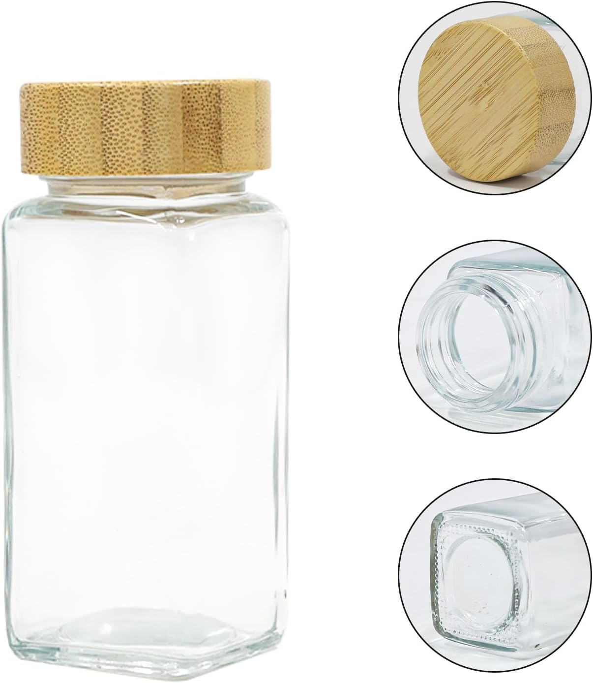 Yuroochii 24 Glass Spice Jars with Label, 120Ml Square Seasoning Bottle with Bamboo and Wood Cap Set, Spice Bottles Funnel, Empty Spice Jars and Shaker Lids Spice Containers image number 2