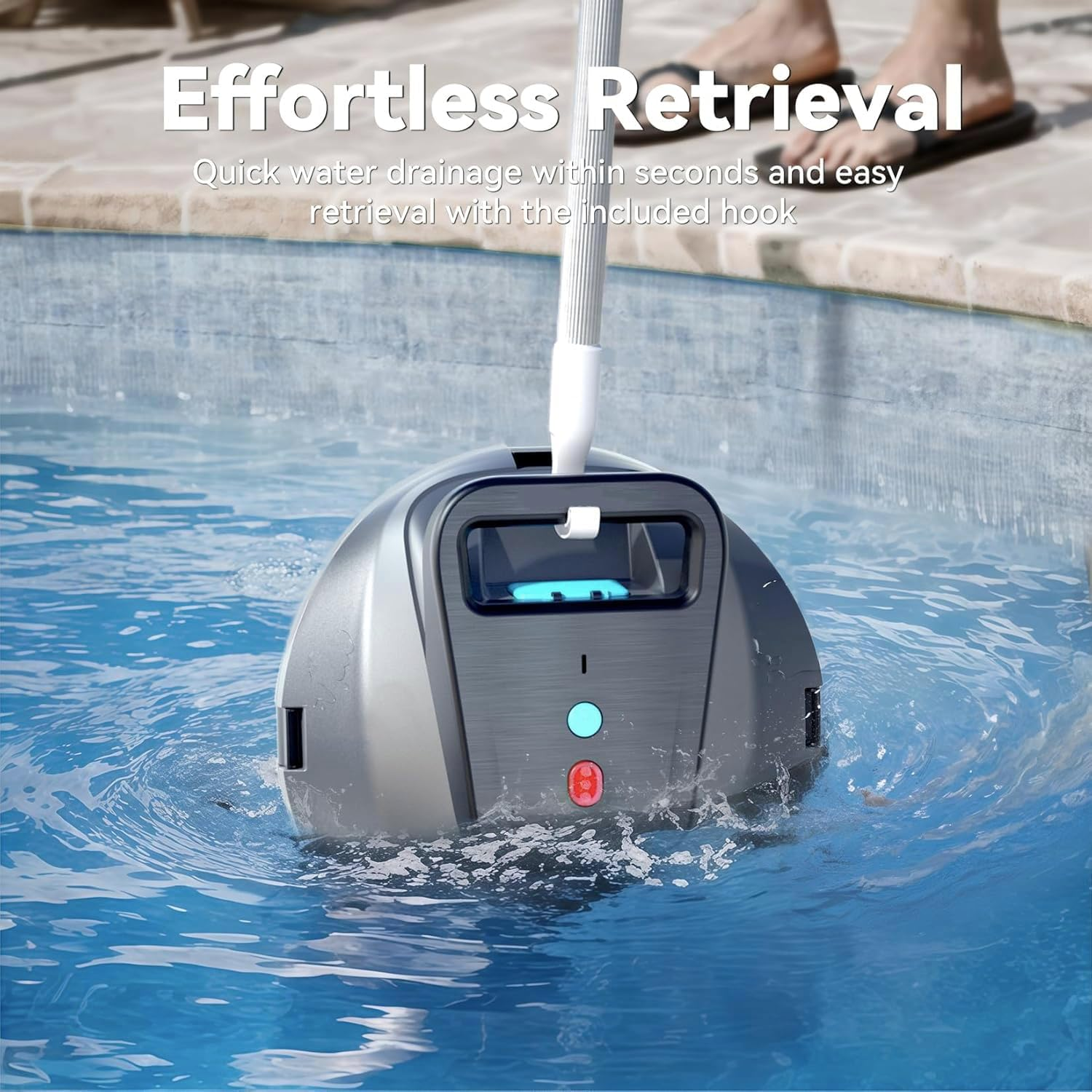 Quintin Robotic Pool Vacuum, Cordless Pool Cleaner with 120 Mins Runtime, Auto-Parking, 2.5H Fast Charging, Ideal for above Ground and Flat-Bottom Inground Pools up to 850 Sq.Ft (Matte Black) image number 5