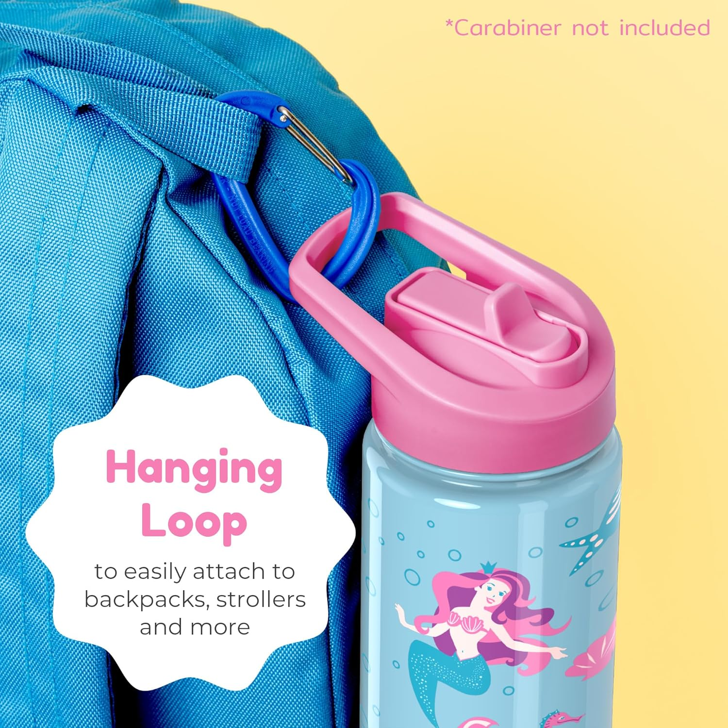 BOZ Kids Insulated Water Bottle with Straw Lid, Stainless Steel Vacuum Double Wall Water Cup, 14 Oz (414Ml). Scratch-Resistant Cute Print and Carry Handle, Bpa-Free and Dishwasher-Safe (Mermaid) - Butterfly image number 2