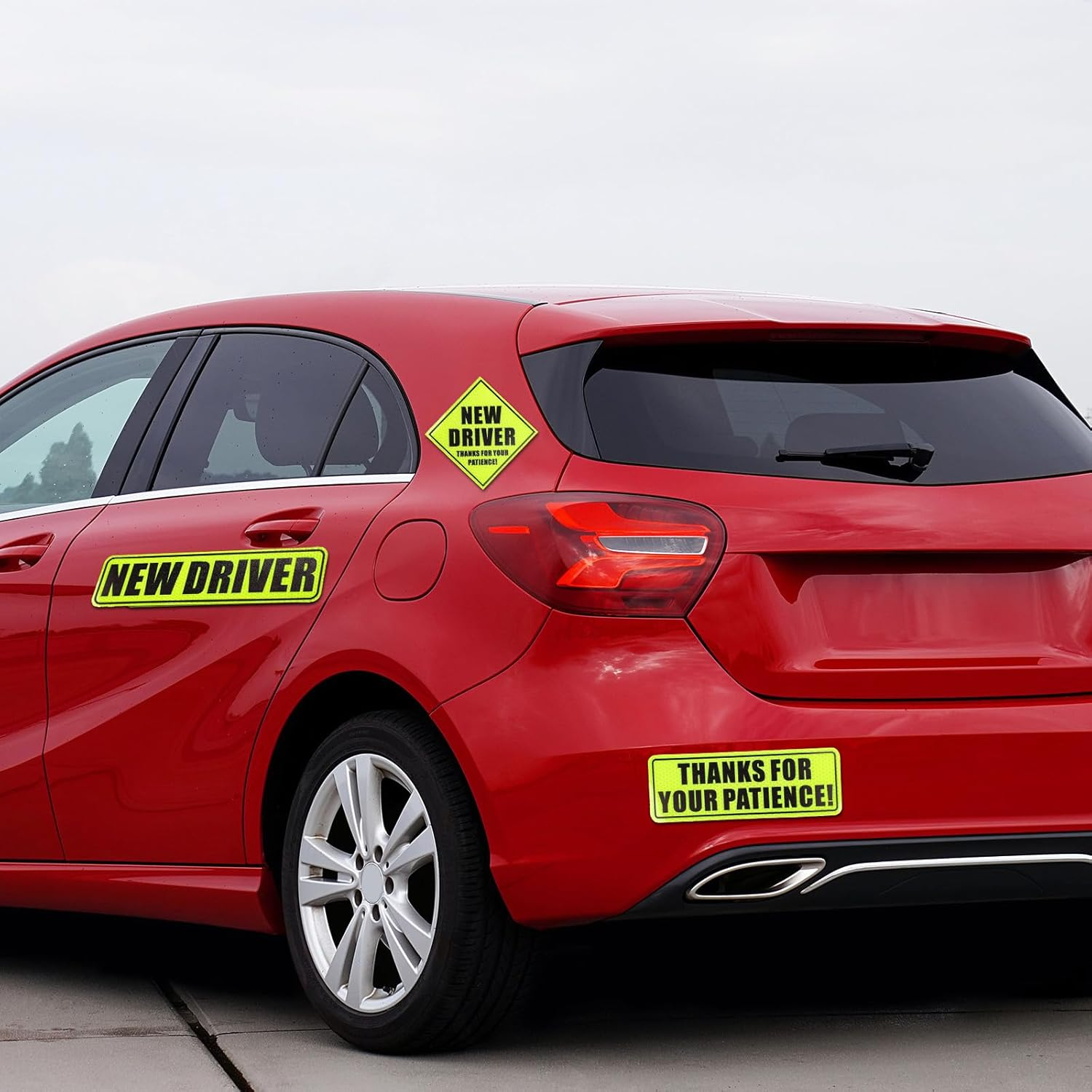 3Pcs New Driver Magnet for Car, Thanks for Your Patience Student Driver Sticker Magnetic Reflective Bumper Stickers Novice Rookie Driver Road Safety Sign New Driver Decal for Car (Green) image number 5