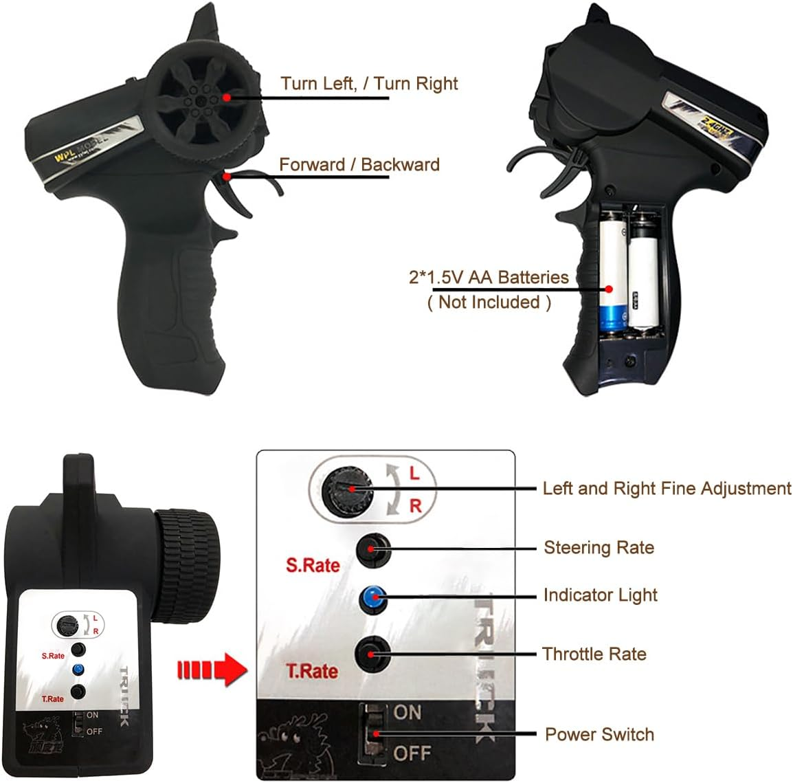 Spobot Drift Crawler Pickup Truck 1/10 for Kids Adults, Multi-Functional Drift Crawler Toy with Led Lights image number 4