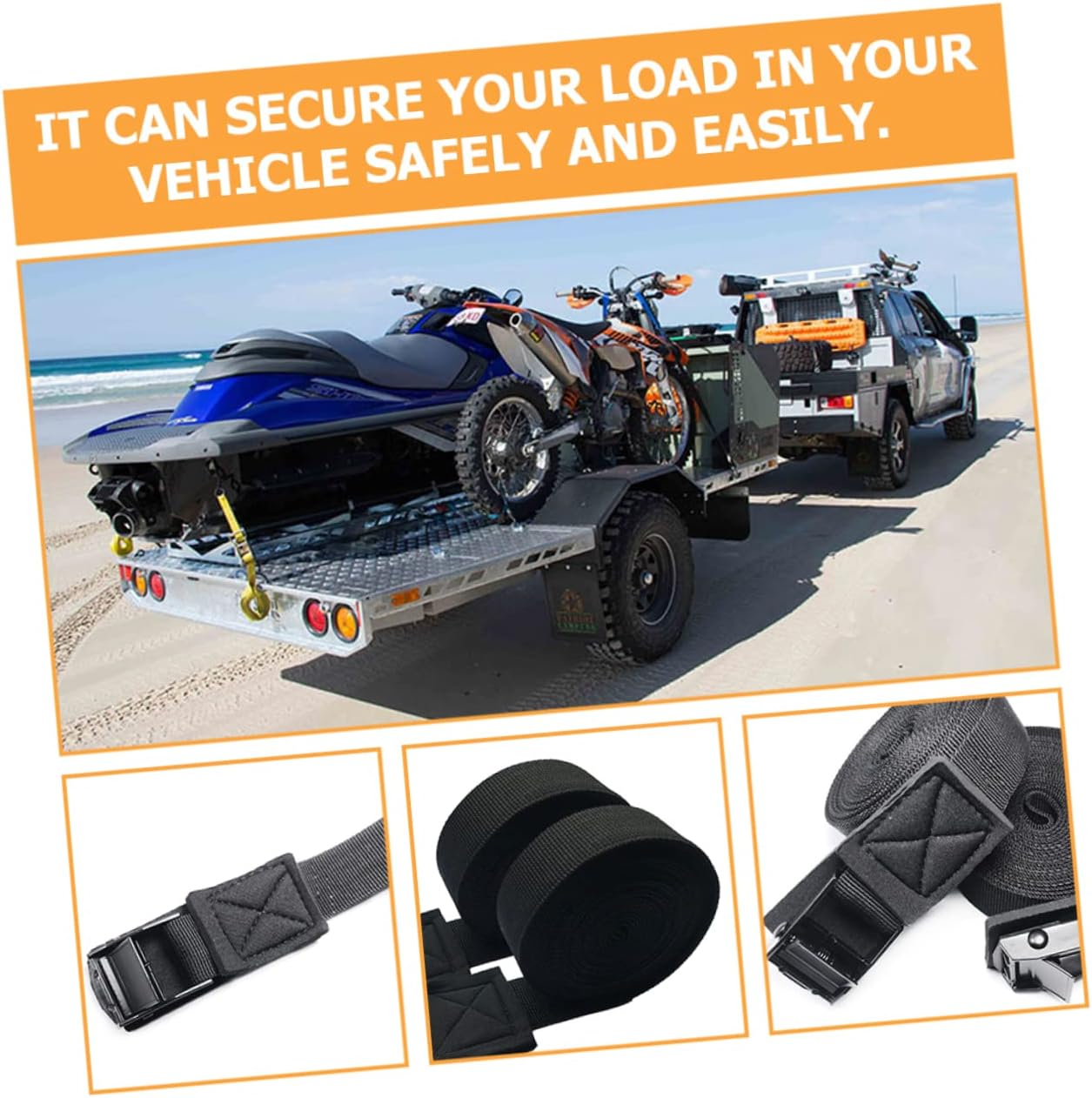 1Pair Kayak Binding Straps Cargo Tie-Down Straps for Secure Roof Rack Transport for Canoe and Surfboard Easy to Store and Use