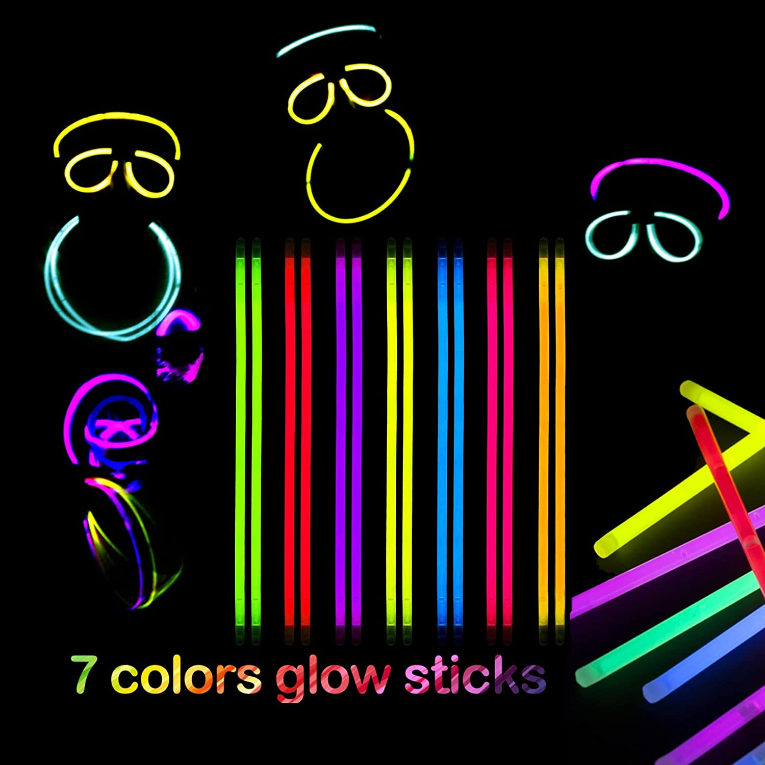 242Pcs Glow Sticks Bulk Party Favors- 100Pcs Glow Sticks with 128Pcs Connectors Create Glow in the Dark Necklaces Bracelets Headbands Balls Flowers Light Sticks Decoration for Party Favors image number 6