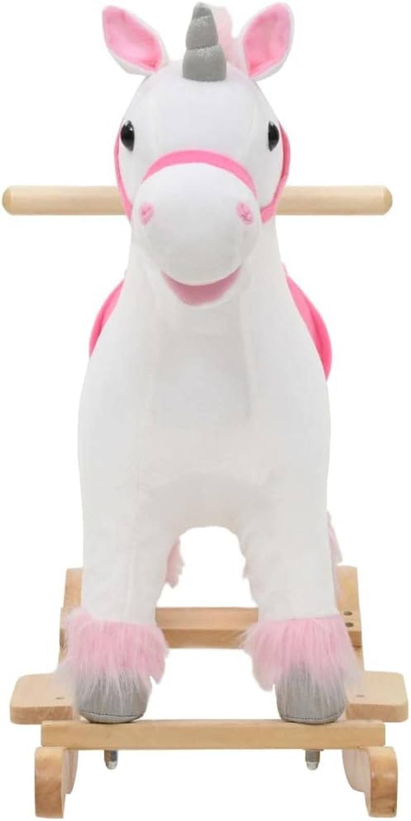 Vidaxl Rocking Animal Unicorn, Ride on Toy with Metal Frame, Plush Toy for Ages over 2 Years, Rocking Horse for Kids, Plush White and Pink image number 4