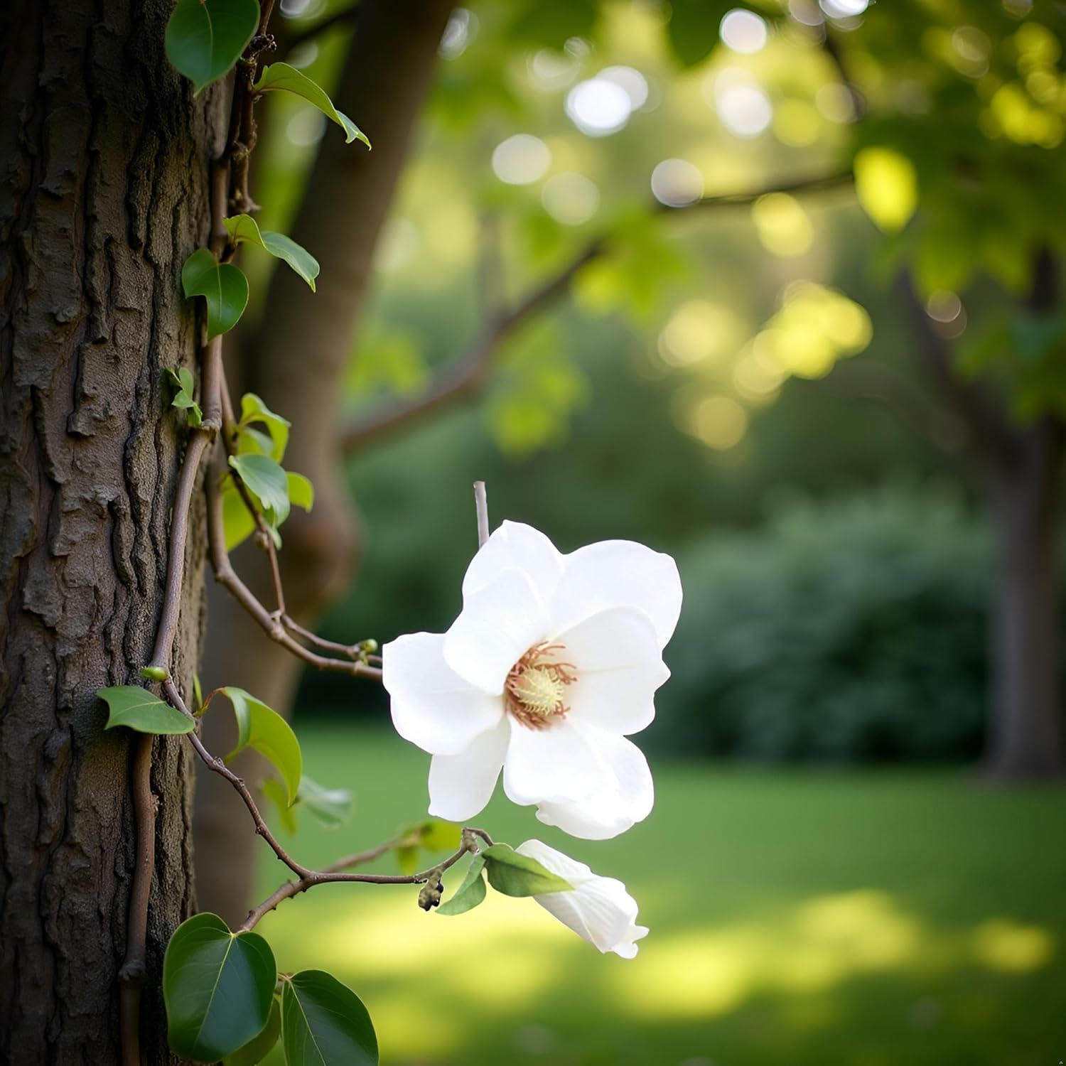 White Artificial Magnolia Fake Silk Flower Single Floral Home Decor Living Room Bedroom Garden Party Wedding Decoration in Pots Vase Home D&eacute;cor Products for Desk Table, Artificial Flowers image number 6
