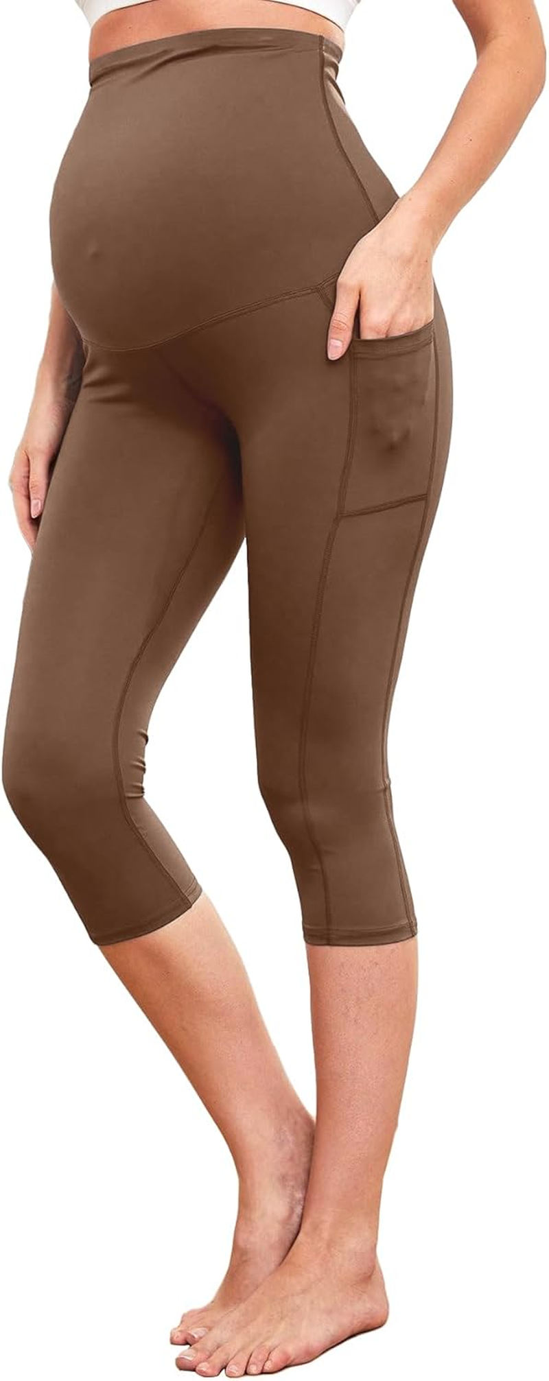 PARNIXS Maternity High Waisted Casual Sweatpants Comfortable Stretchy Maternity Pants with Pockets