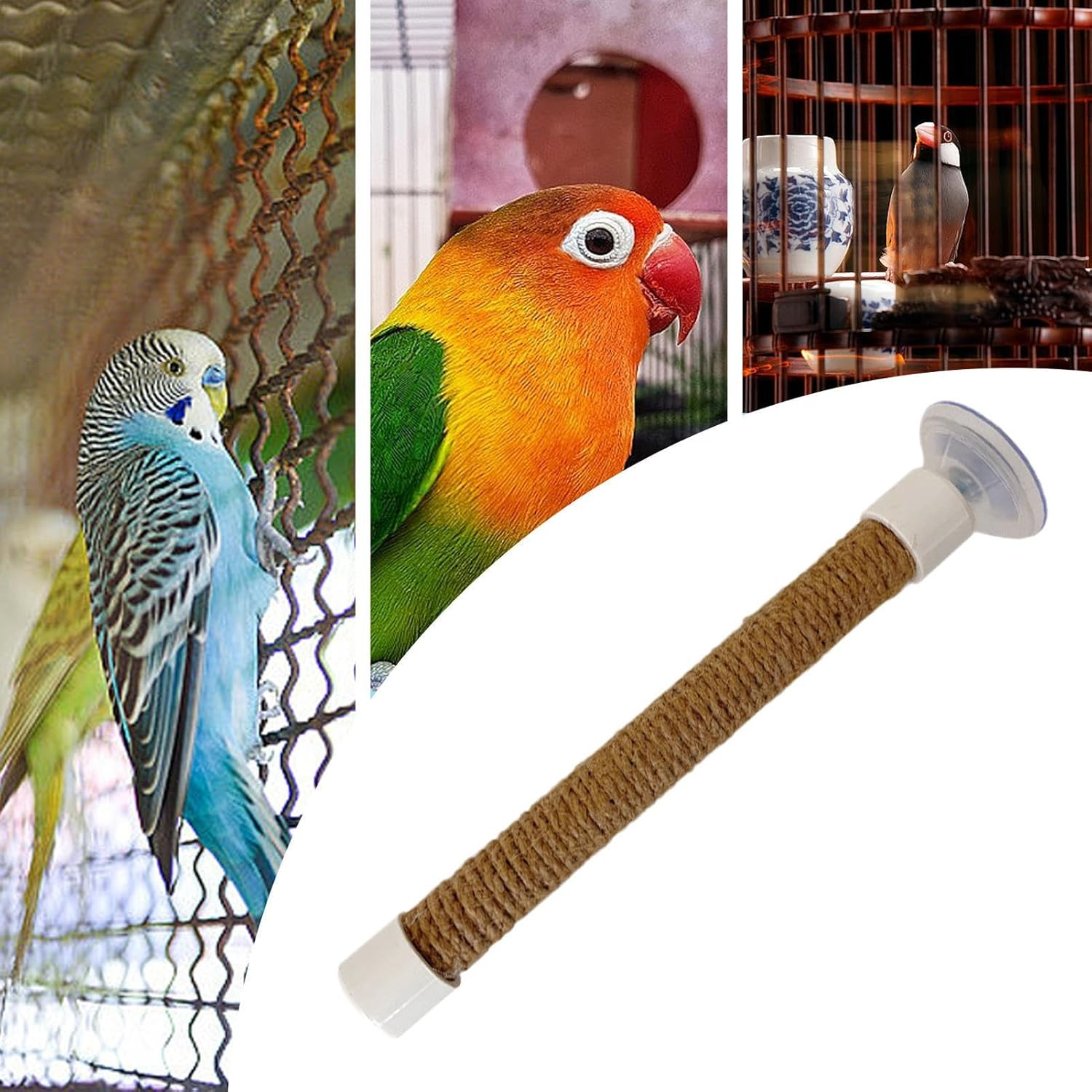 Furtryvl Parrot Shower Perch - Cockatoo Training Stand,Portable Cockatoo Macaw Bird Cage Accessory Suction Cup Perch Toy for Training Supplies Accessories
