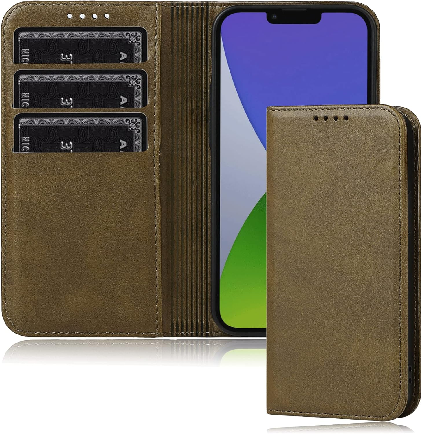 FROLAN for Iphone 14 Wallet Case with Card Holder, Premium PU Leather Credit Slot Flip Folio Book Drop Protection Shockproof Phone Cover for Iphone 14 6.1 Inch (Dark Green) image number 5