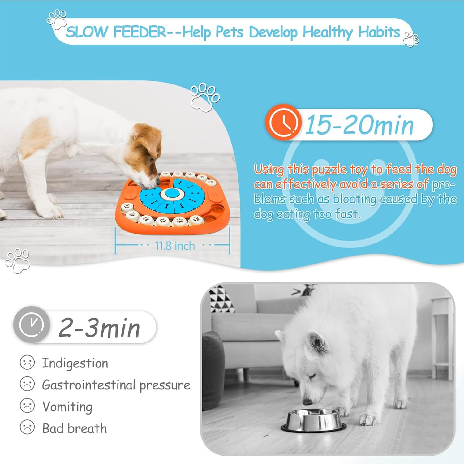 Dog Puzzle Toys,Interactive Treat Puzzle Dog Toy for IQ Training & Mental Stimulating,Treat Puzzle Dispensing with Squeaky Design for Large Medium Small Smart Dogs