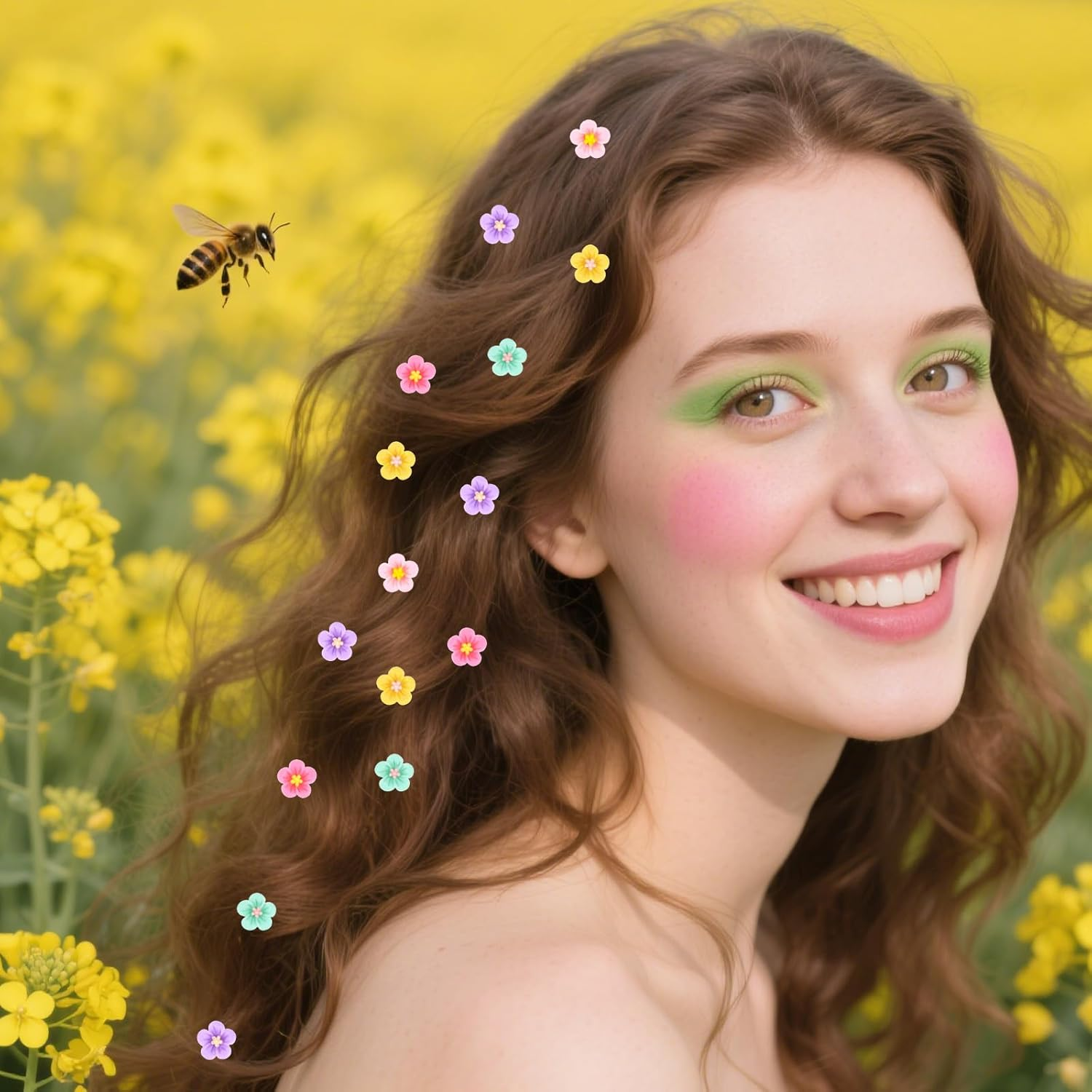 Bumlofa 20 Colourful Hair Clips Small Set: Hair Clip Flower for Girls, Perfect for Braids, Fringe & Hairstyles - Mini Flower Hair Clips for Children & Teenagers