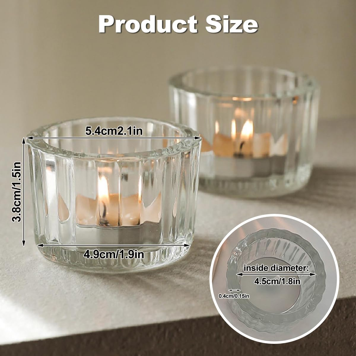12 PCS Clear Tealight Candle Holders, Glass Candle Holder, Votive Candle Holders Small, Tea Light Candle Holder Glass for Table Centerpiece Wedding Baby Shower Home Dinner Party Decorations image number 4