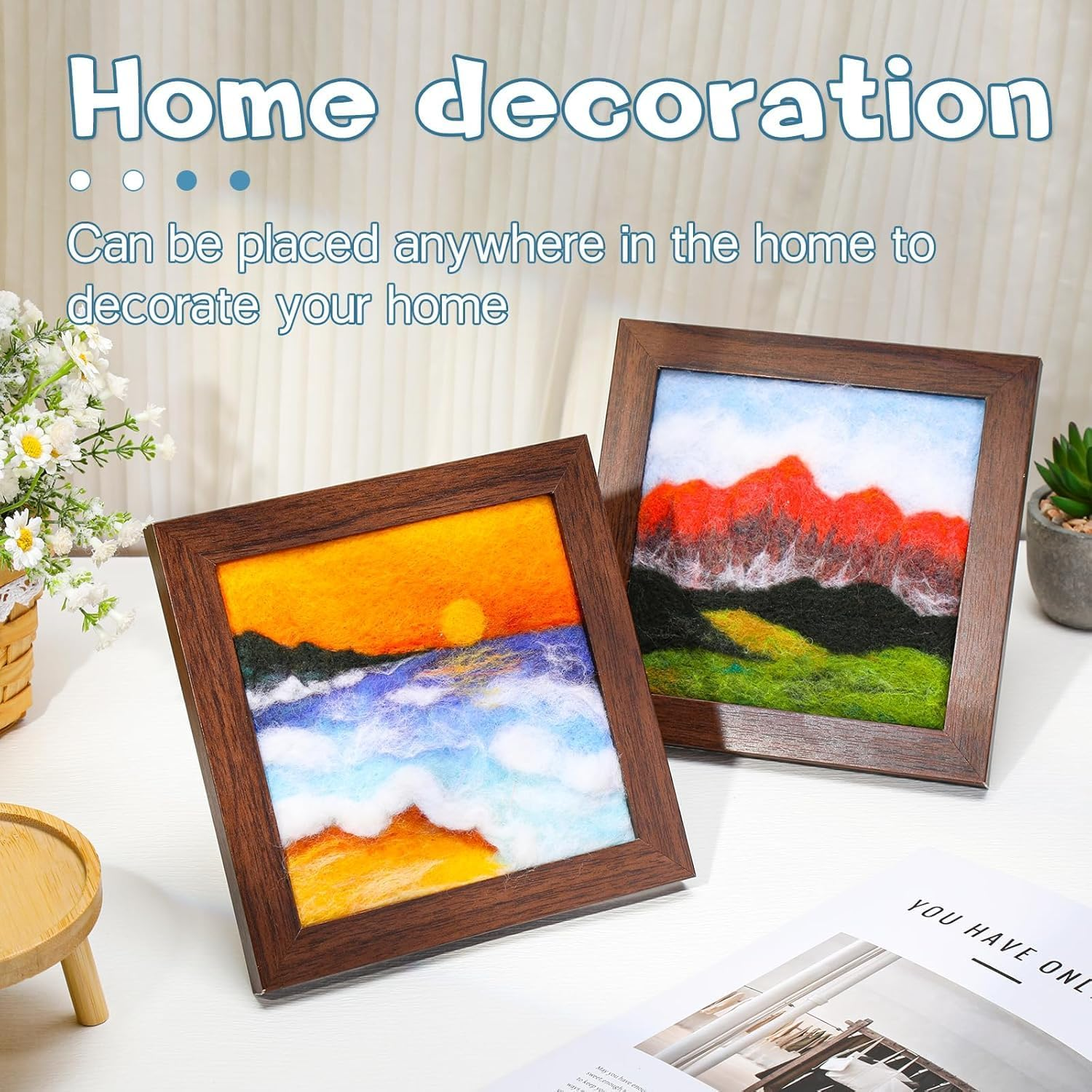 Needle Felting Kits for Beginners, Needle Felt Painting Kit, Wool Felting Kit with Picture Frame, Foam Pad, Felt Cloth, and Instructions, Used for Home Decoration image number 4