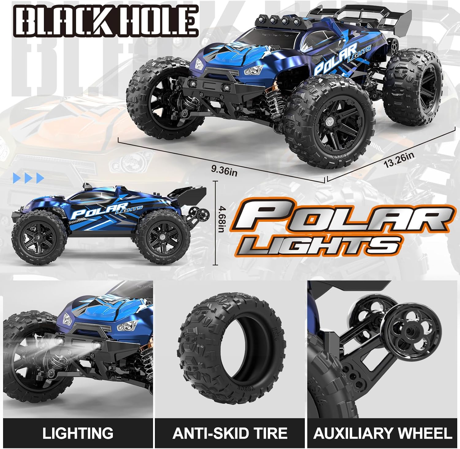 Rc Cars 1:14 All Terrain RC Car for Adults & Boys, 4WD Off-Road RC Truck High Speed Fast 40+ KPH, 4X4 Waterproof Remote Control Car with 2 Rechargeable 1300 Mah Batteries
