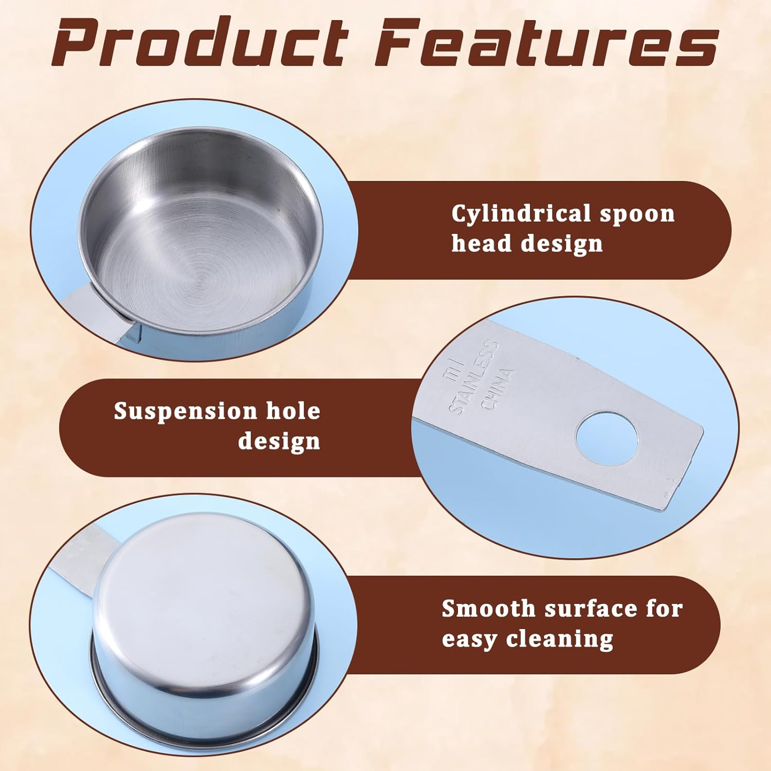 2 Pieces 60 Ml Coffee Spoon Scoop, Stainless Steel Measuring Cup Set, Long Handle Measuring Spoon, Espresso Spoon, Measuring Cups, Kitchen Set for Liquids, Solids, Tea, Coffee, Cocoa, Beans, Milk image number 2