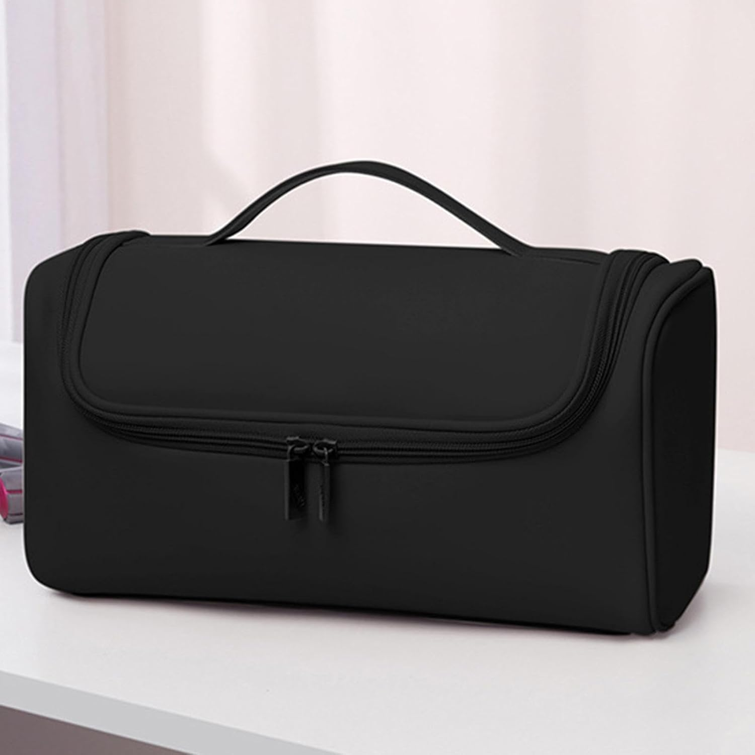 Hair Dryer Case, Hair Dryer Bag, Curling Iron Storage Case, Portable Waterproof Travel Case for Hair Dryer, Curling Iron, and Accessories, 12.4X5.51X6.5 Inches Compact PU Carrying Case image number 5