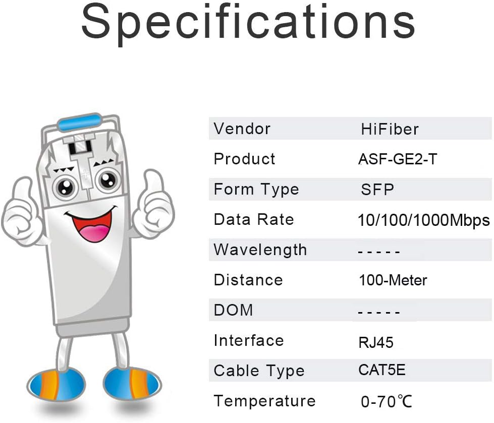 10/100/1000BASE-T SFP Transceiver, Gigabit RJ45 Auto-Negotiation Data Rate Mini-Gbic Copper SFP Module Compatible for Cisco GLC-T/SFP-GE-T, Reach 100M image number 6