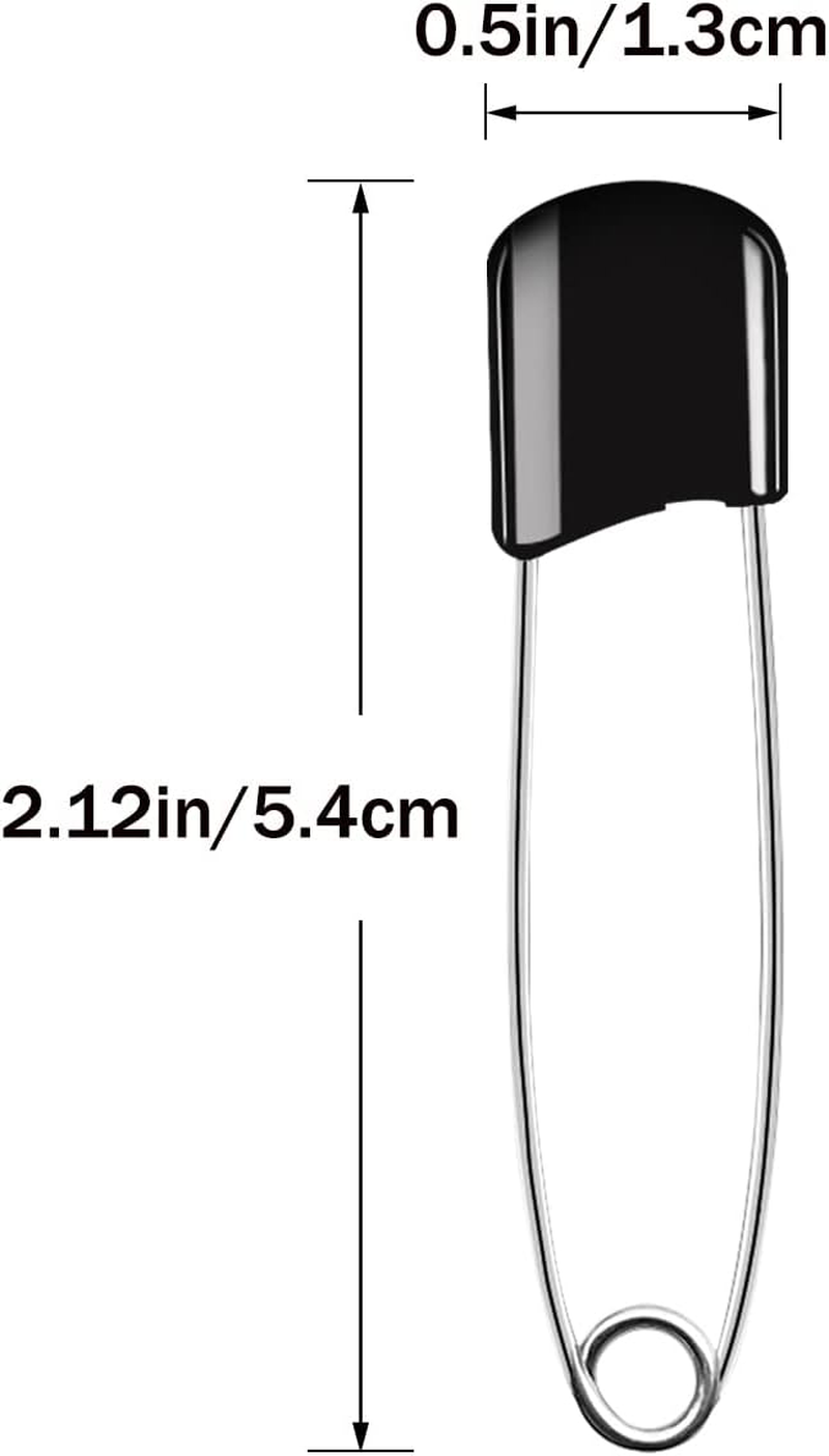 50 Pcs Diaper Pins, Plastic Head Safety Pin with Safe Locking Closures (Black) image number 4