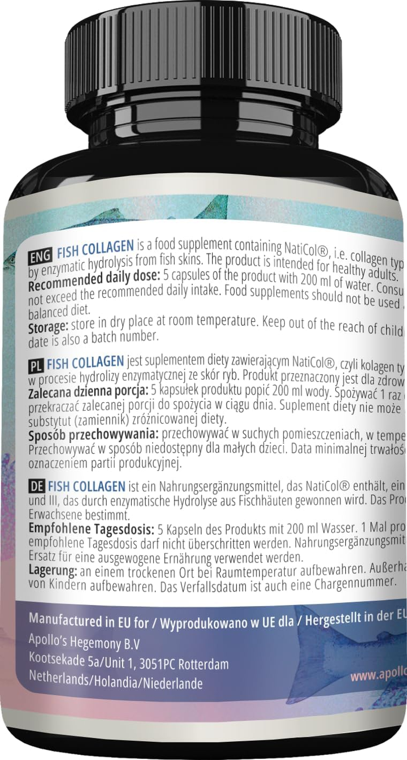 Marine Collagen Peptides Naticol&reg; - 3000 Mg per Serving - 150 Capsules - 1 Month Supply - Fish Collagen Protein for Healthy Skin, Joints and Hair - by Apollo'S Hegemony image number 2