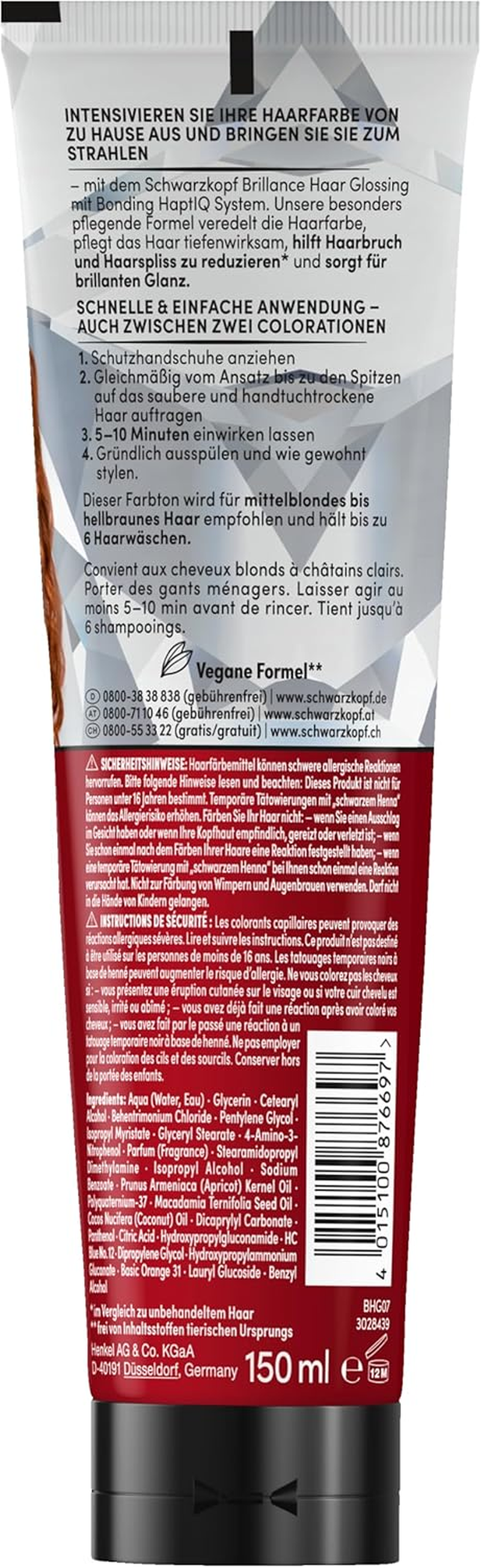 Brillance Shine Treatment, Hair Glossing Copper (150 Ml), Temporary Hair Colour That Can Be Applied like a Hair Mask, Intensifies Hair Colour for up to 6 Hair Washes image number 5