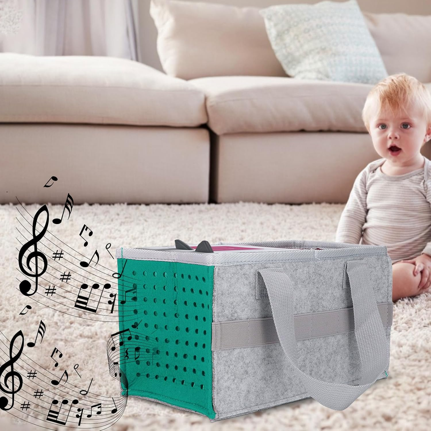 Jiawu Toniebox Felt Carrying Box/Cover with 6 Straps, Thick Felt Material to Prevent Scratches, Foldable and Portable, Suitable for Music Enthusiasts, 1 Carrying Box/Cover Included (Lake Blue)