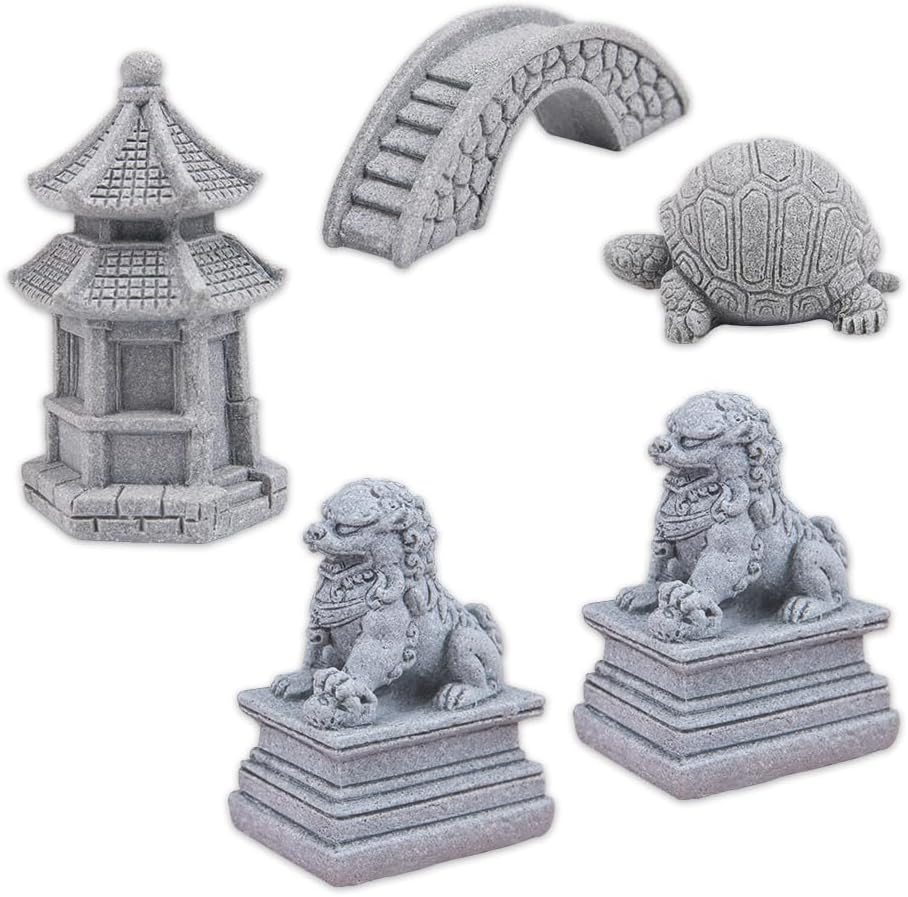 ZORZA 1Set Mini Chinese-Style Sandstone Figurines Enchanting Garden Bridge for Fairy Gardens Mini Zen Garden Decor Miniature Garden Accessories for Bonsai Terrariums Fish Tanks Decorations image number 2