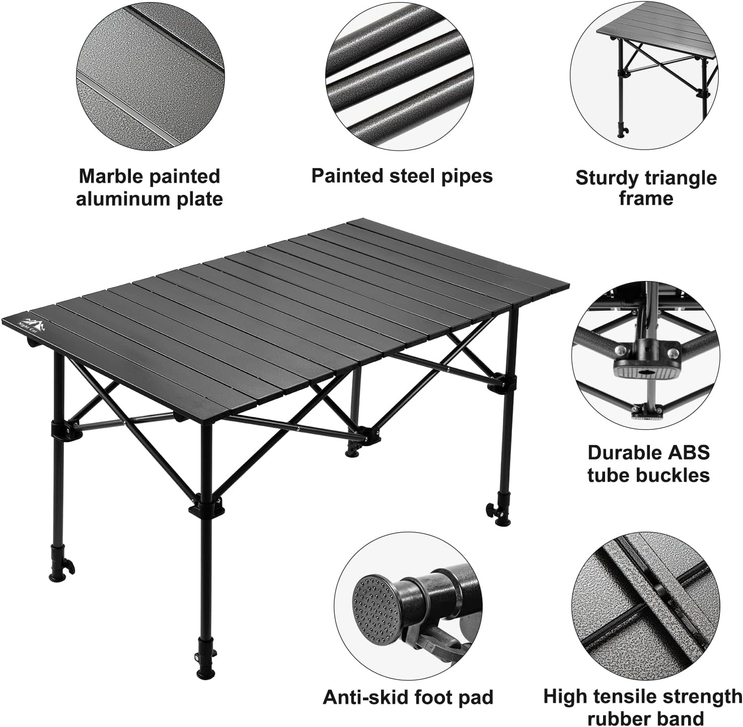 Night Cat Camping Table Foldable Outdoor Table Portable Adjustable Height 95 X 55 Cm Waterproof BBQ Barbeque Garden Backyard image number 5